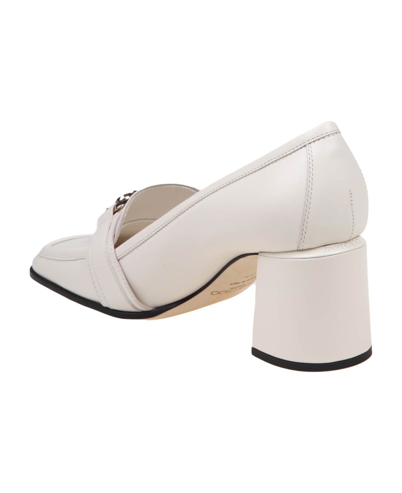Jimmy Choo Loafers With Heel In Milk Color Leather - Latte/gold ハイヒール