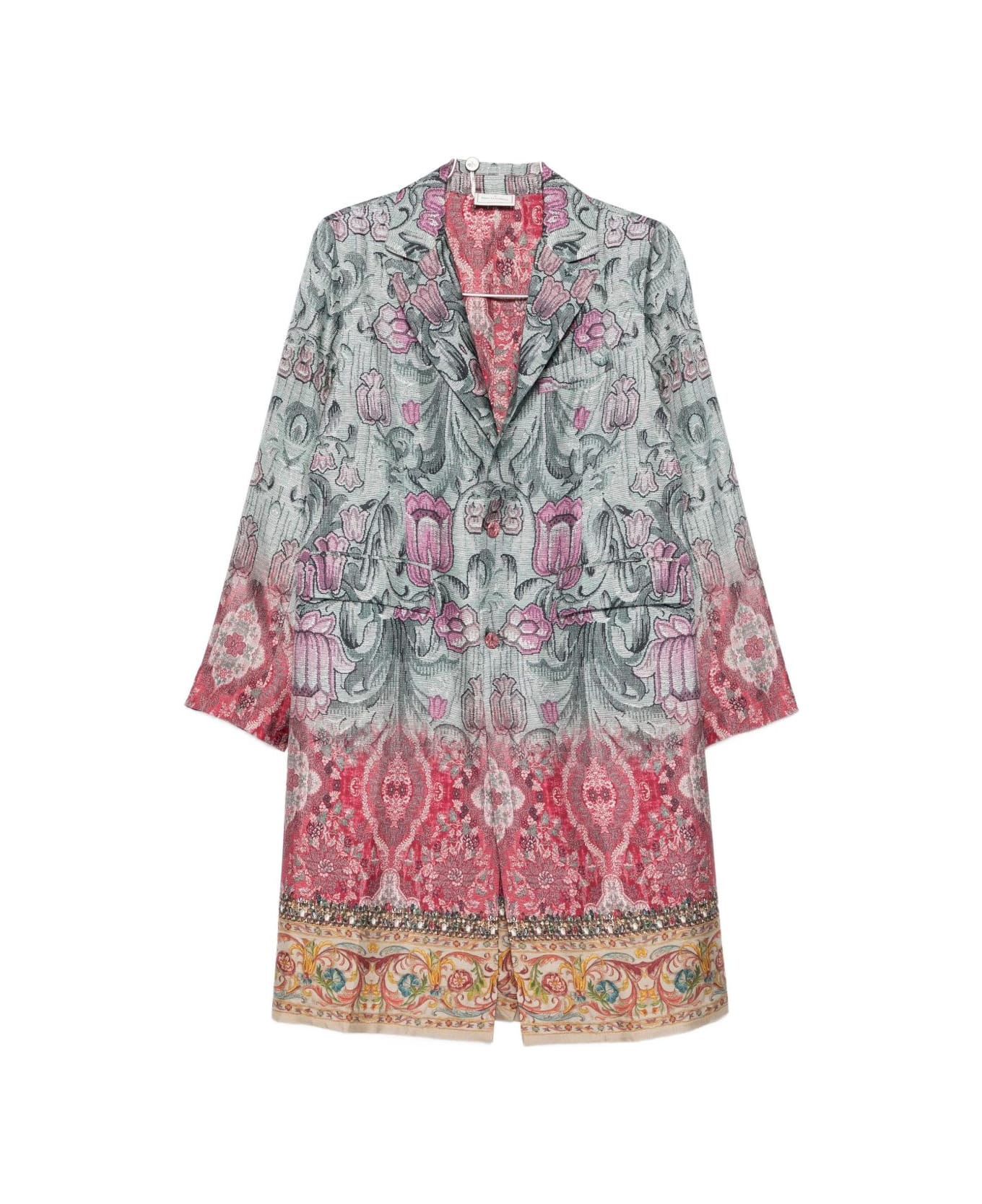 Pierre-Louis Mascia Silk Printed Single-breasted Coat - MultiColour