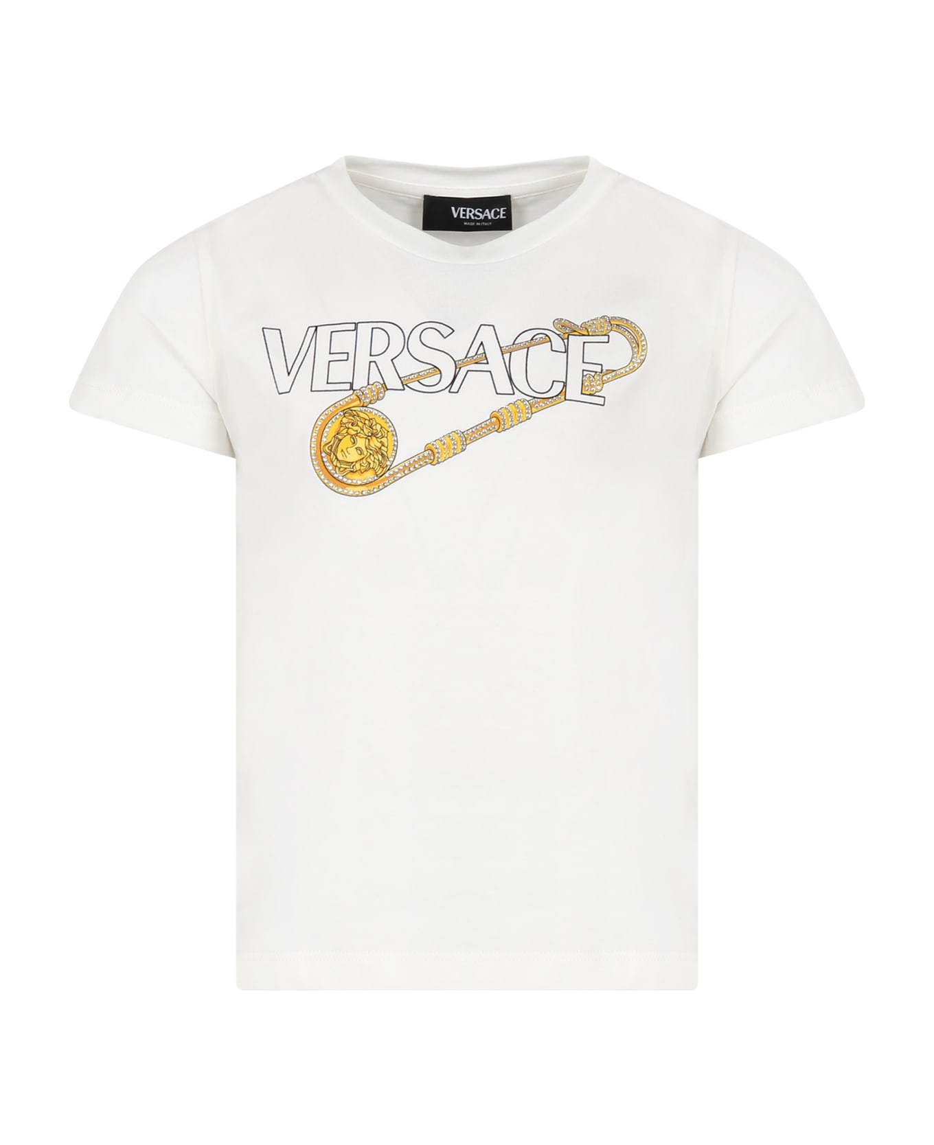 Versace White T-shirt For Girl With Logo - Bianco