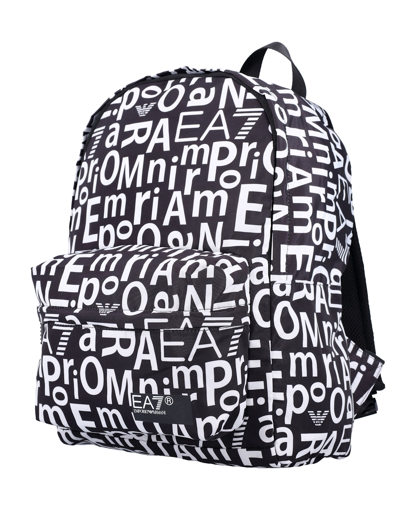 EA7 Allover Logo Print Backpack - Black