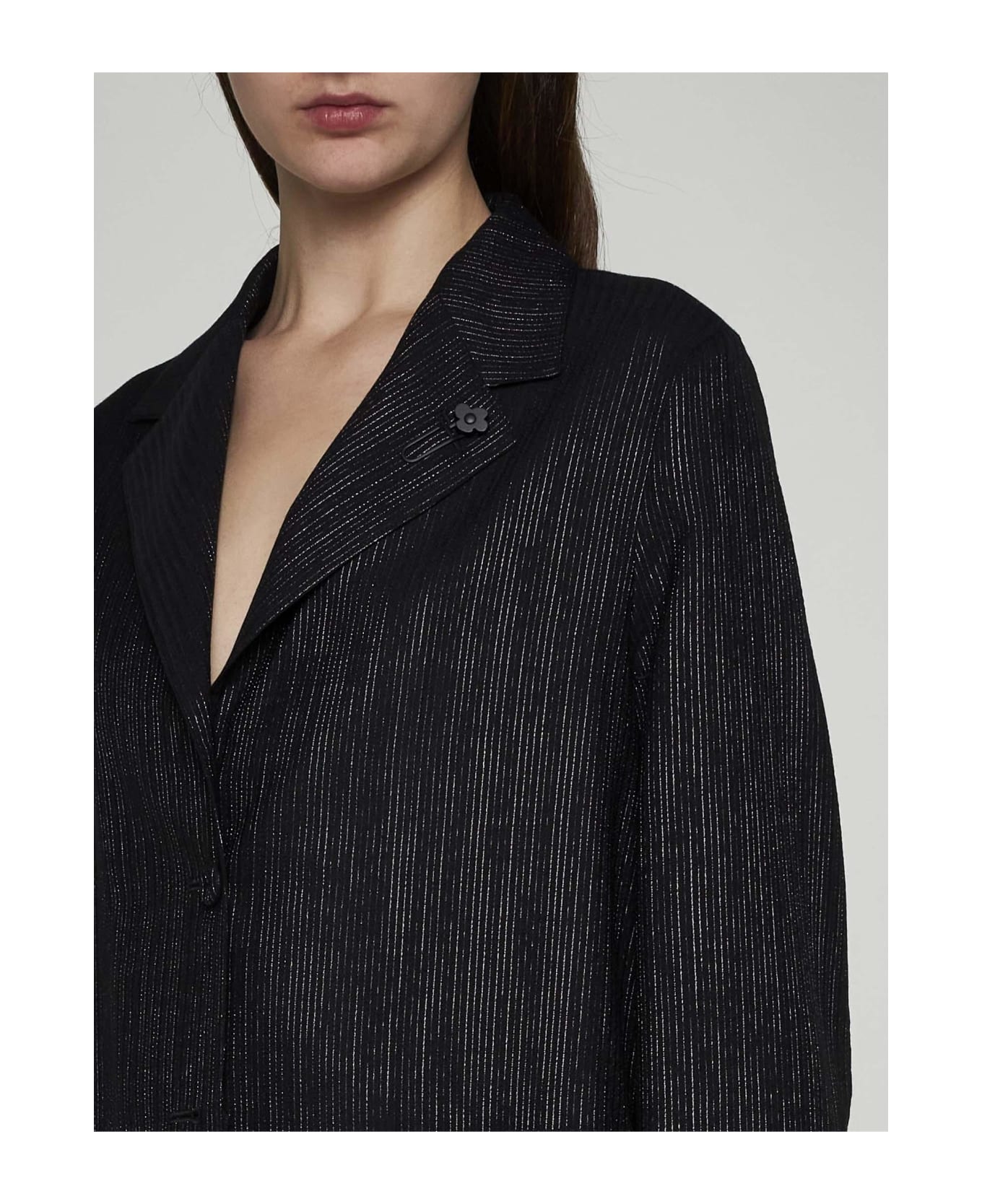 Lardini Lame' Wool Suit - BLACK