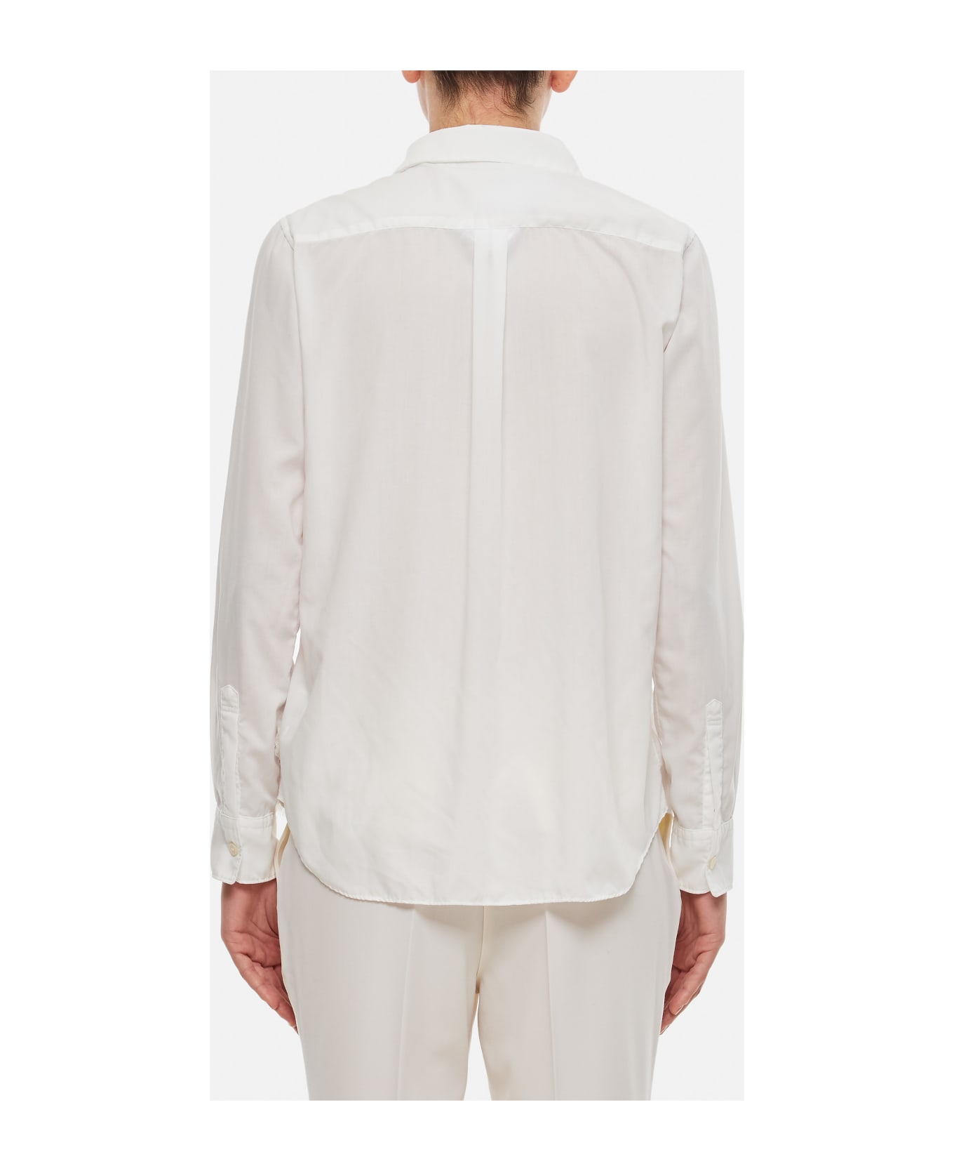 Comme des Garçons Rouched Long Sleeve Shirt - White ブラウス