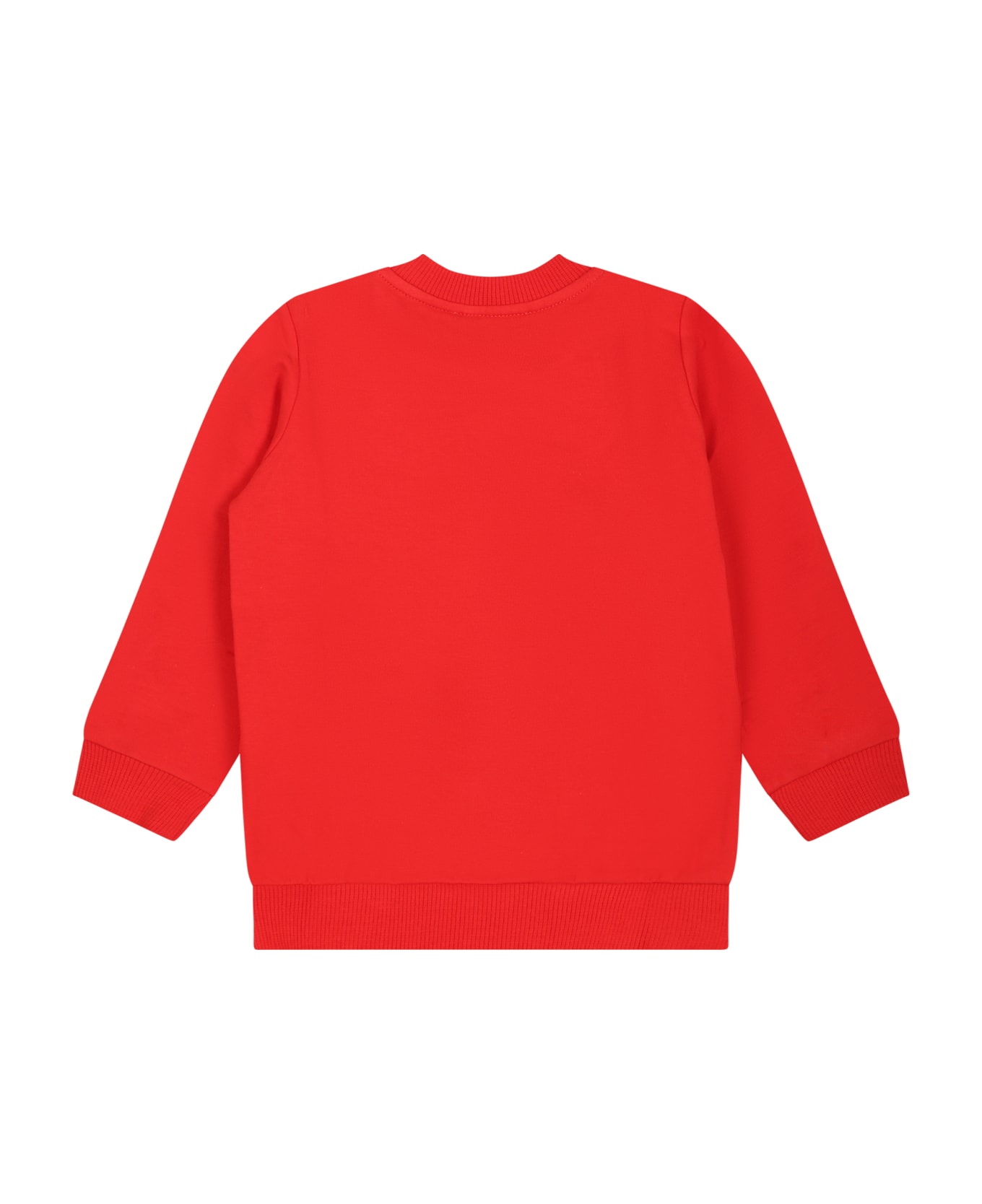 Moschino Red Sweatshirt For Baby Kids With Teddy Bear And Logo - Red