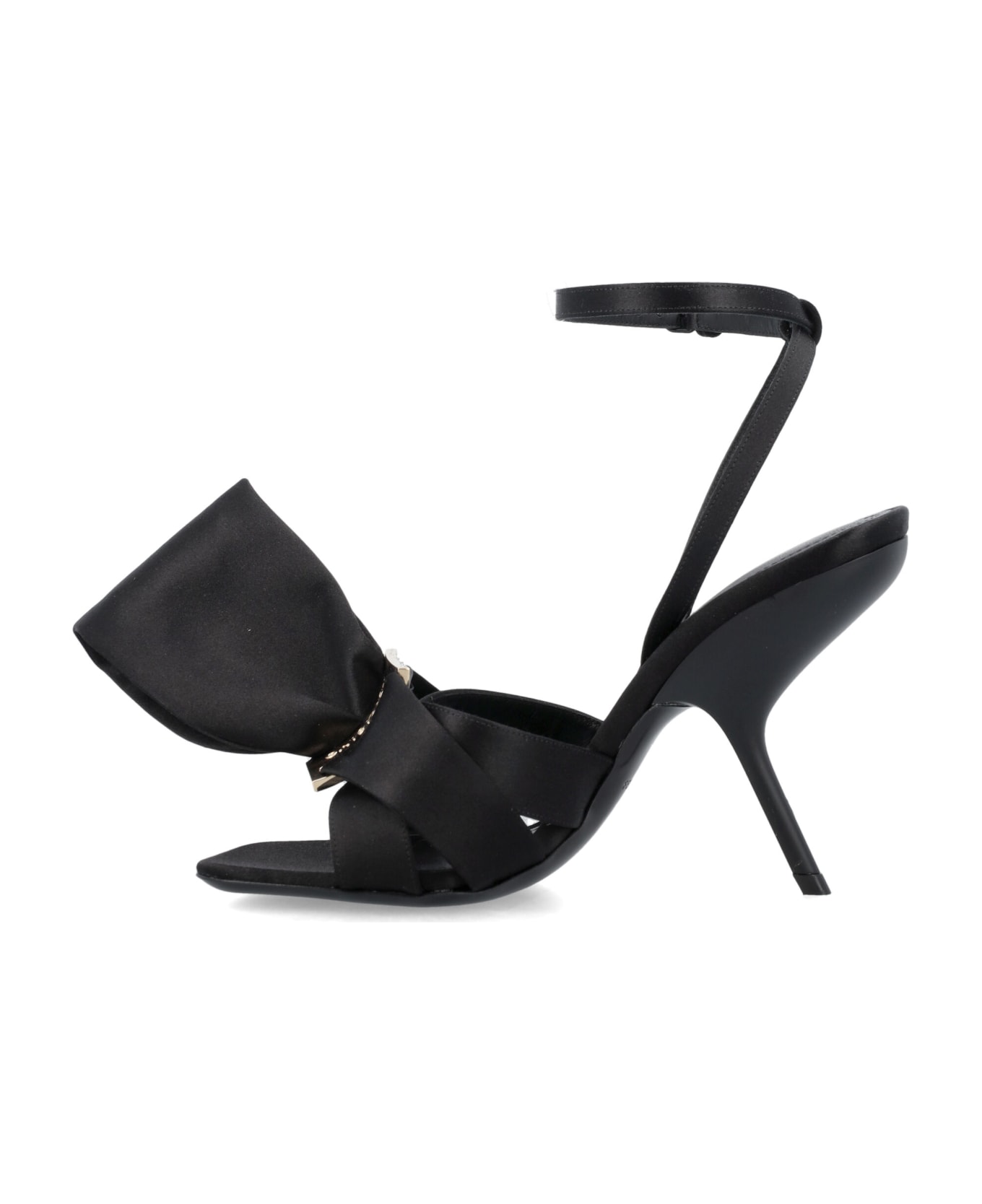 Ferragamo Sandal With Asymmetric Bow - BLACK