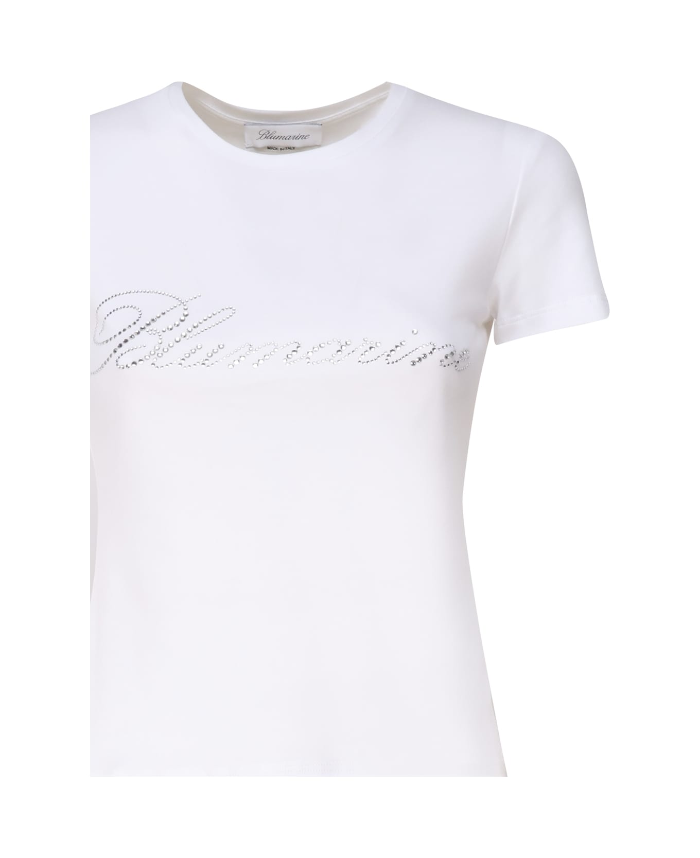 Blumarine T-shirt With Studs And Rhinestone Embroidery - White Tシャツ