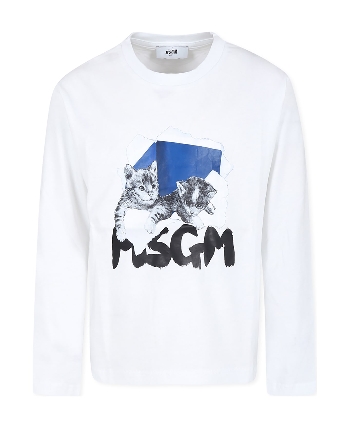 MSGM White T-shirt For Girl With Logo - White
