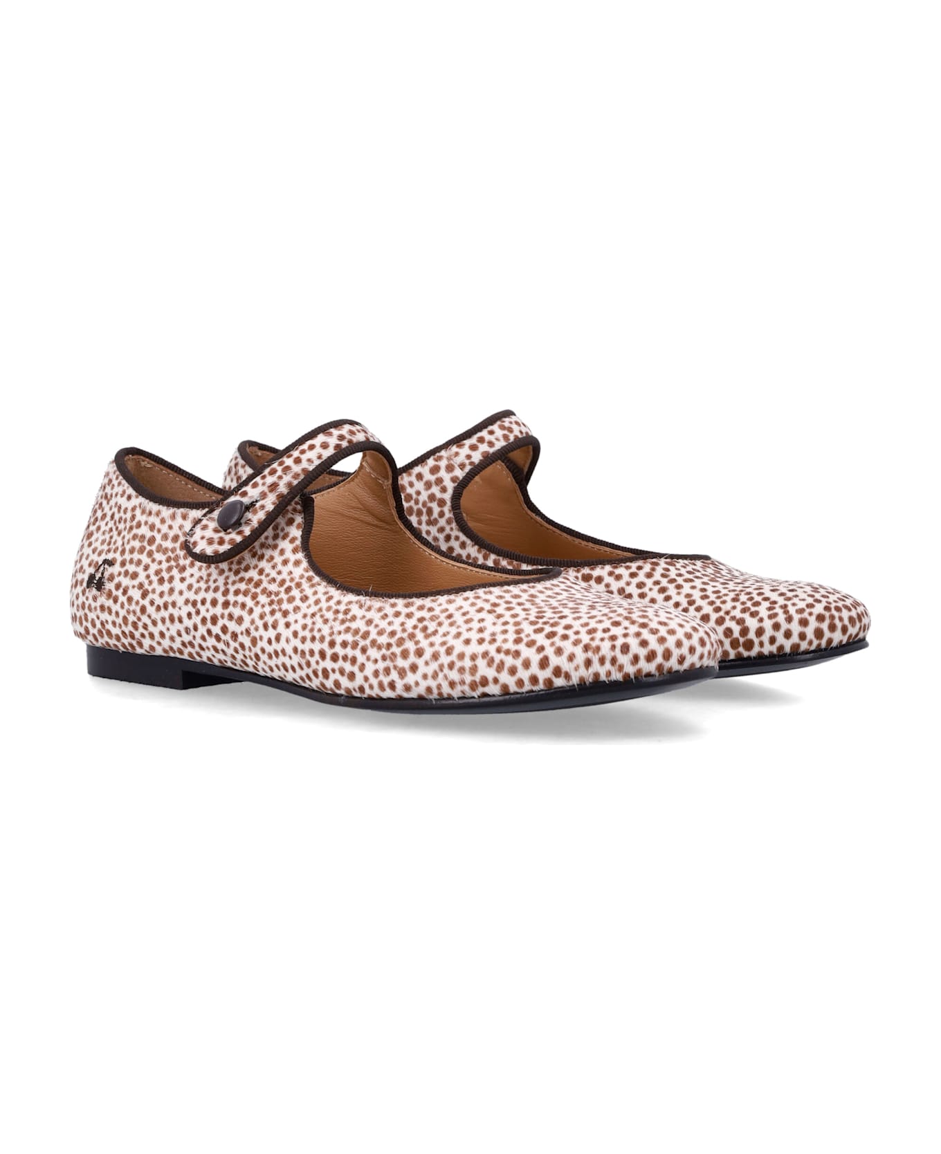 Bonpoint Ella Leopard Print Leather Mary Janes Bonpoint For Girl - BEIGE