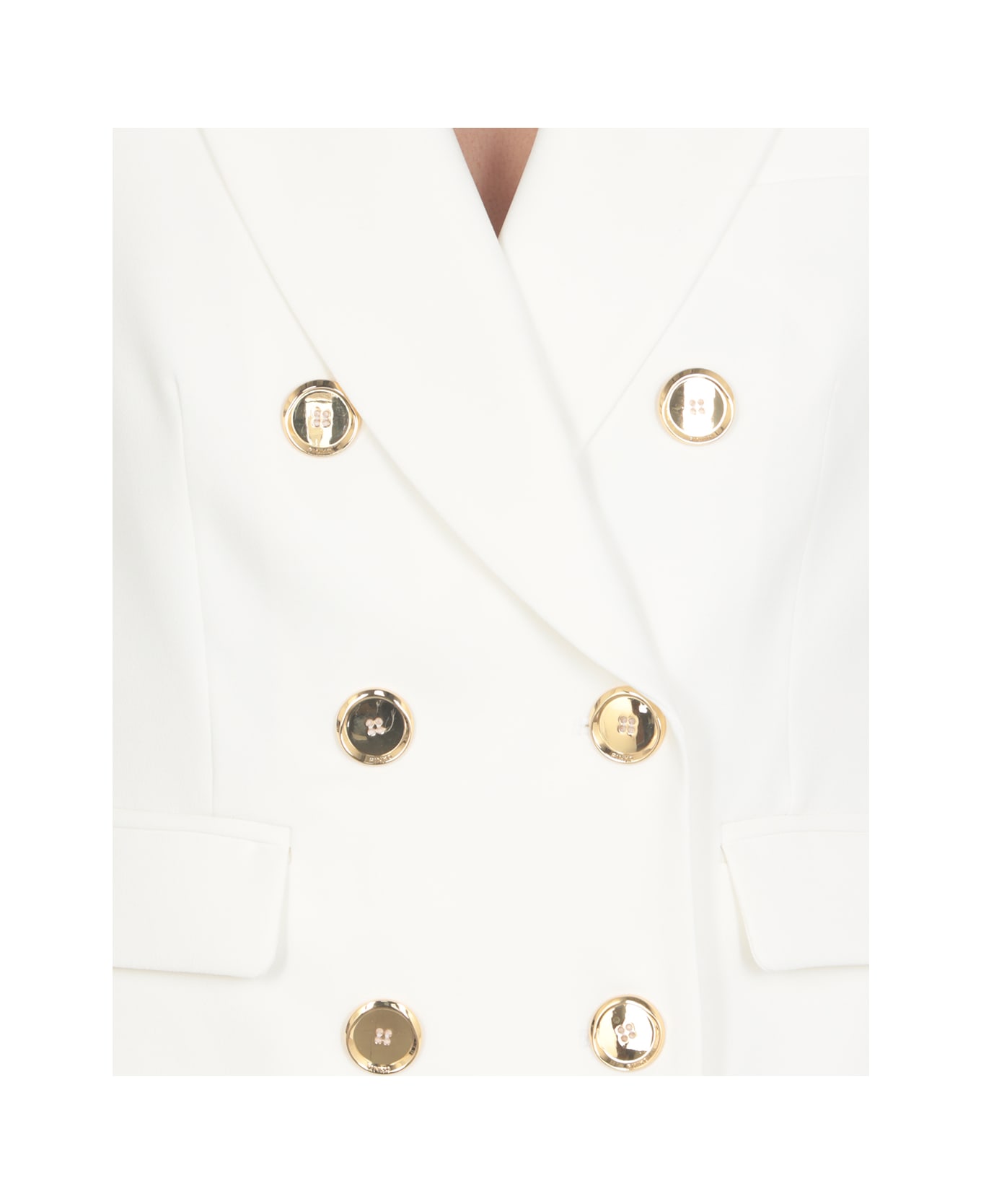 Pinko Double-breasted Blazer With Metal Buttons - White