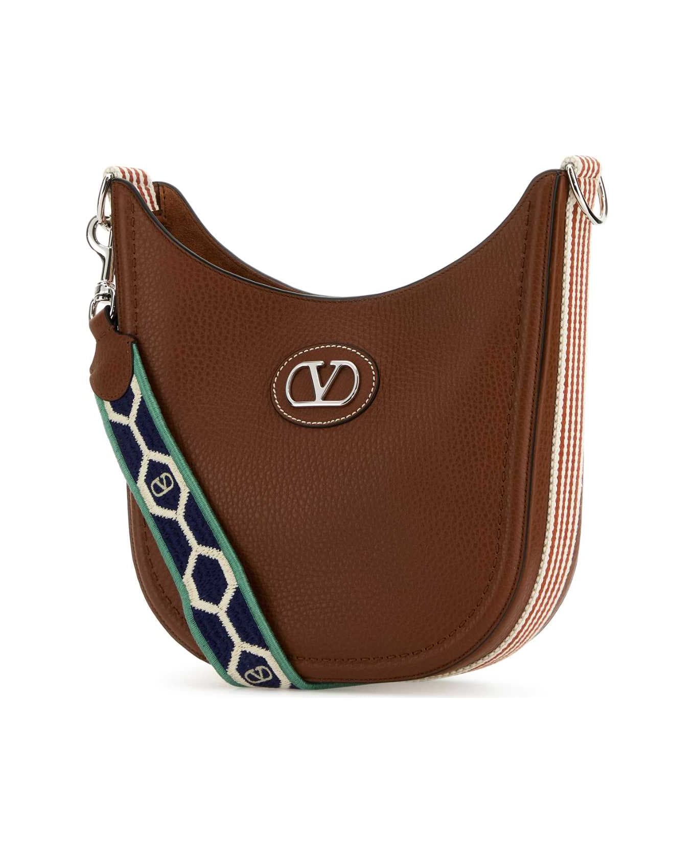 Valentino Garavani Caramel Leather Vlogo Signature Shoulder Bag - SELLERIABIANCOTESTADIMOROIVORYNAVY