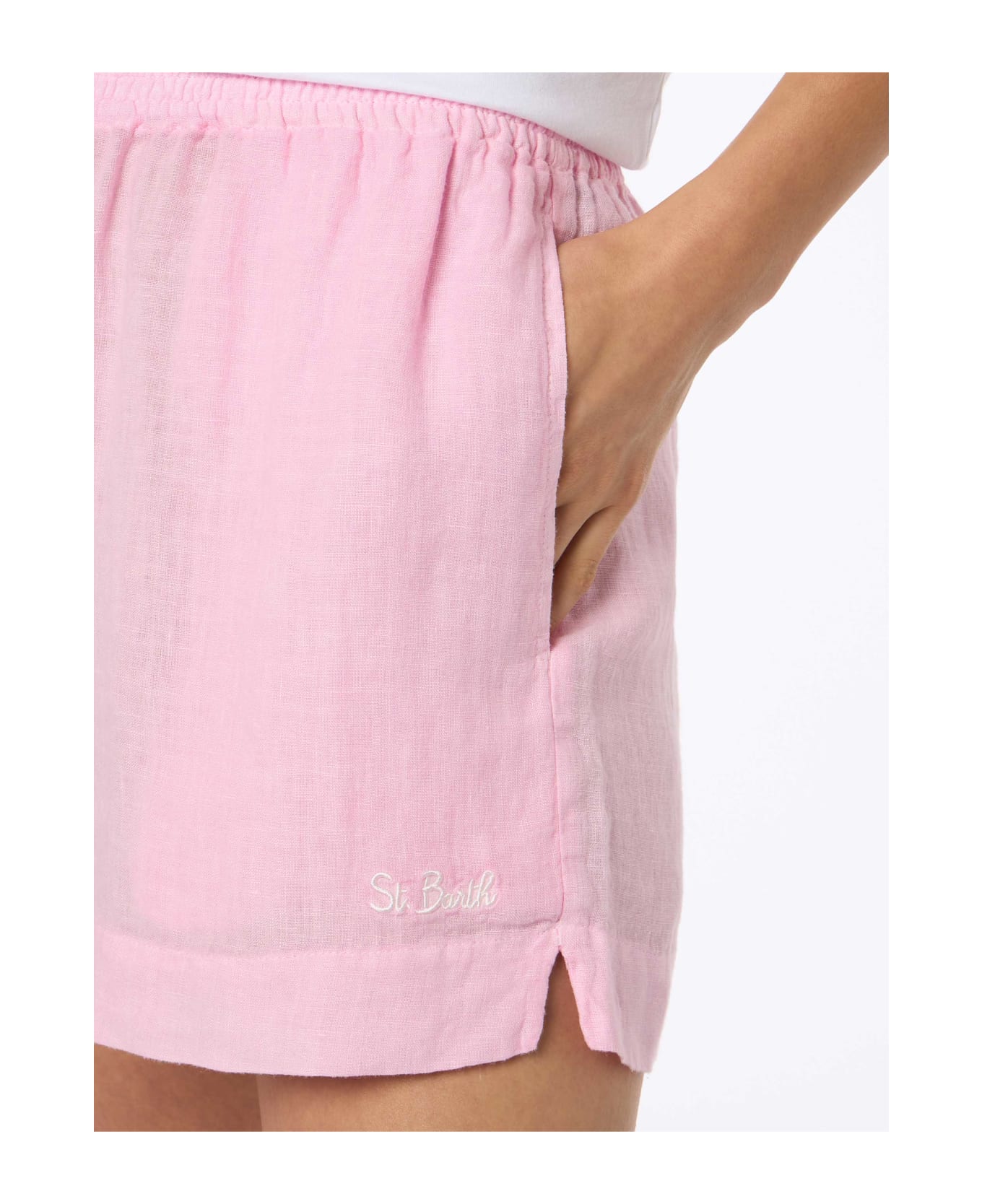 MC2 Saint Barth Woman Pink Linen Pull Up Shorts - PINK