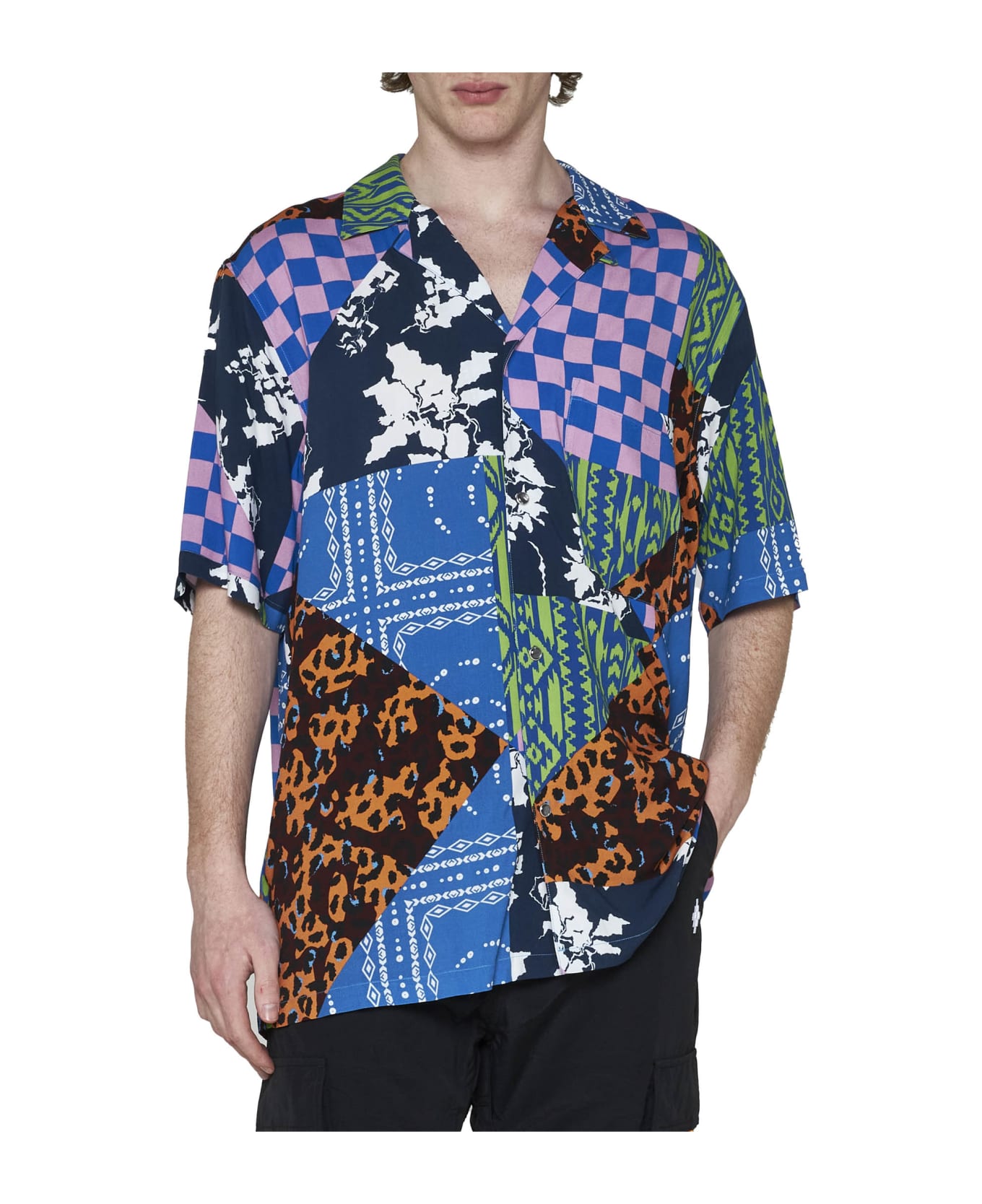 Marcelo Burlon Patchwork Print Shirt - Blue multicolor