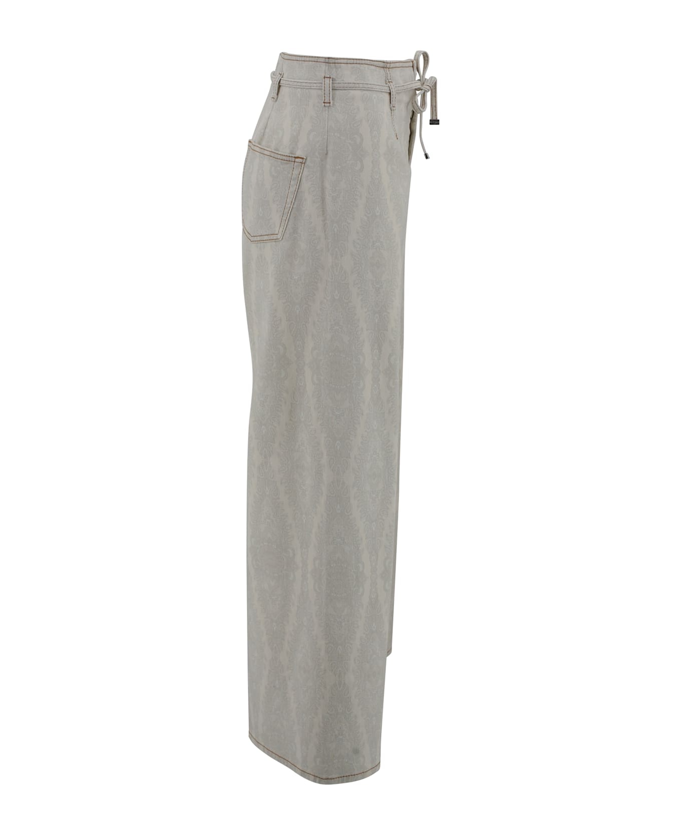 Etro Culottes Jeans With Paisley Medallion Belt - White