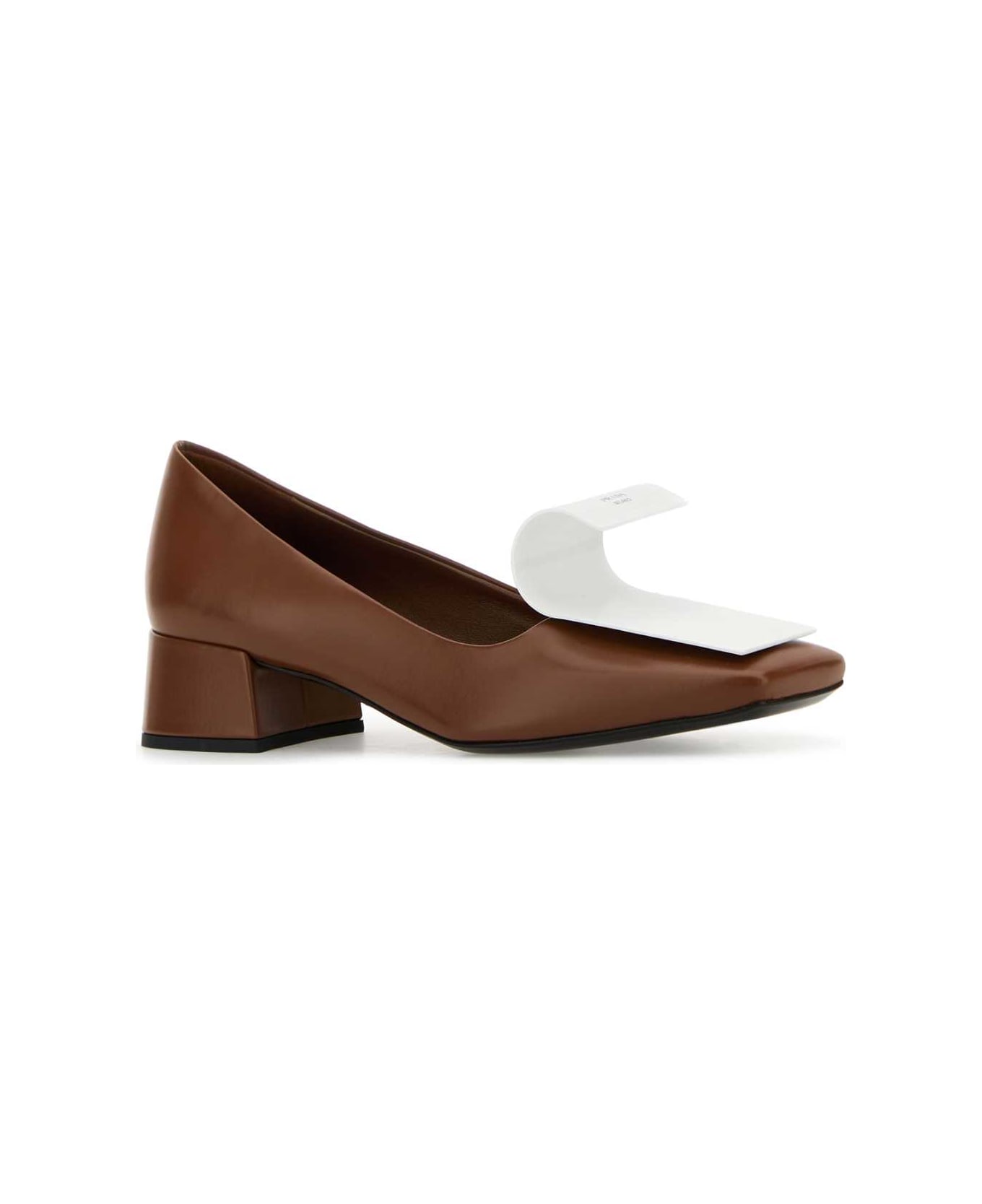 Prada Two-tone Leather Pumps - TABACCO+BIANC