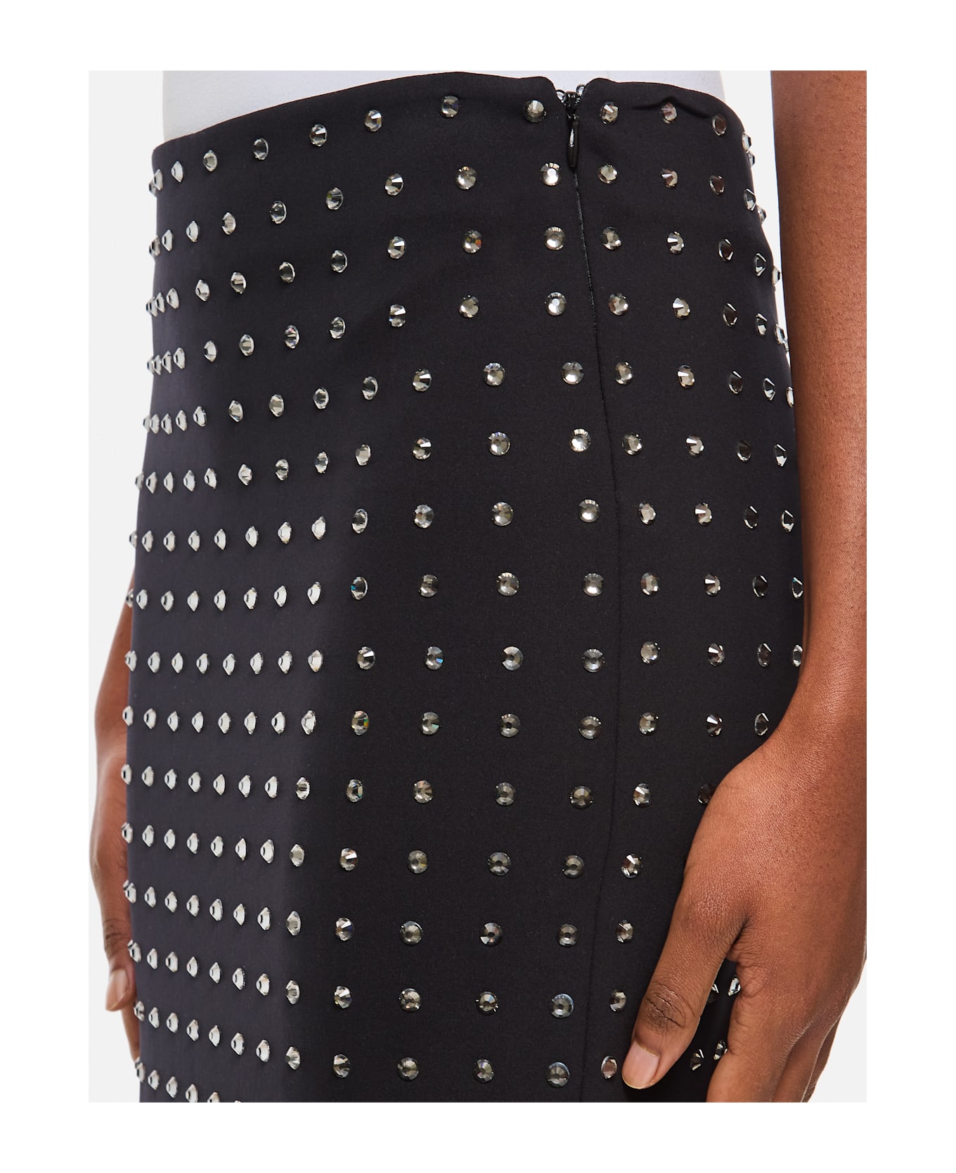 SportMax Nome Crystal Lycra Midi Skirt - Nero