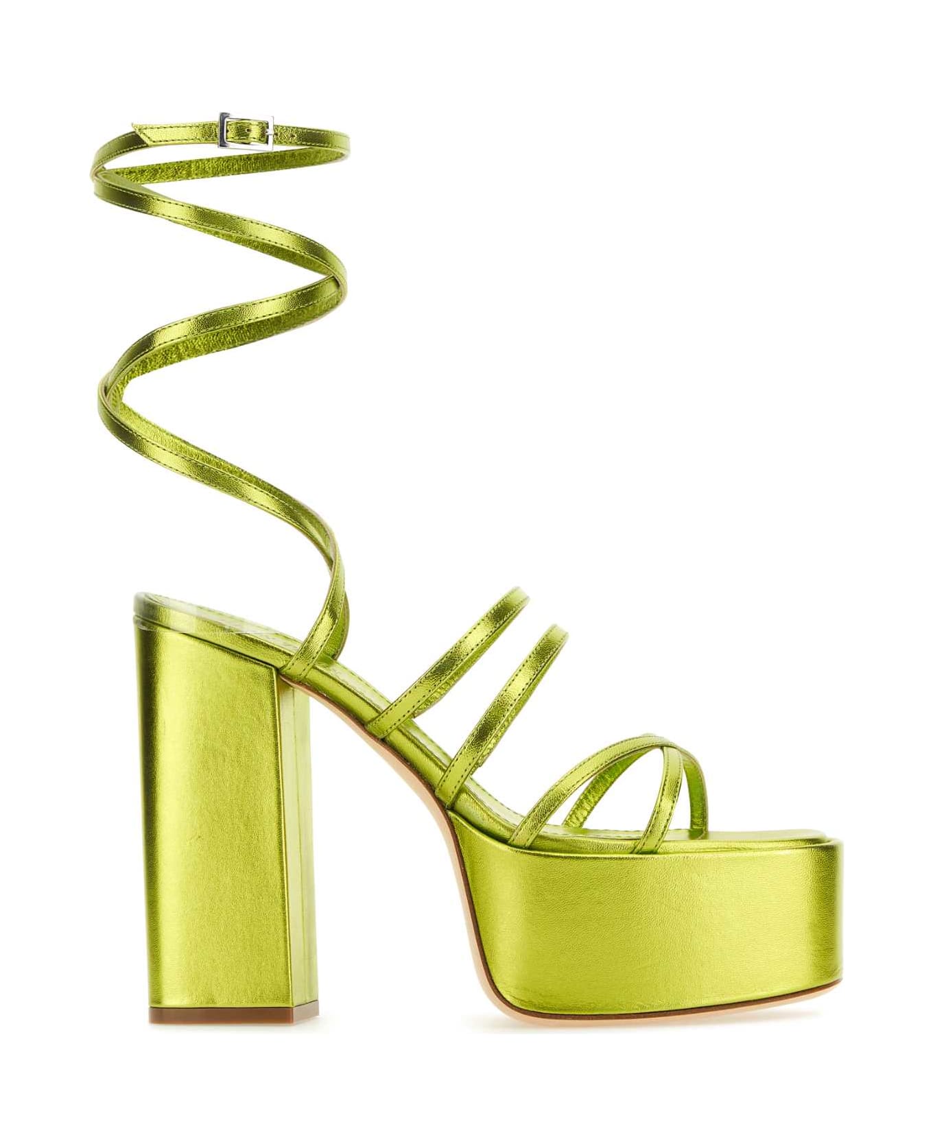 Paris Texas Acid Green Leather Evita Sandals - ACID