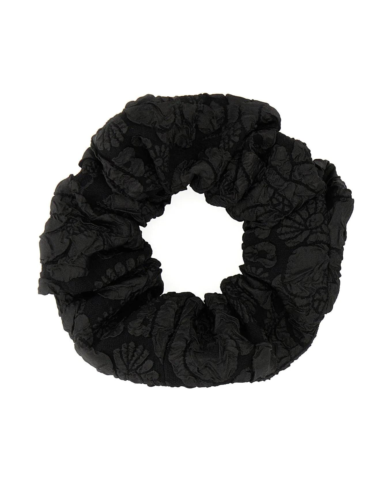 Ganni Black Polyester Blend Scrunchie - Nero