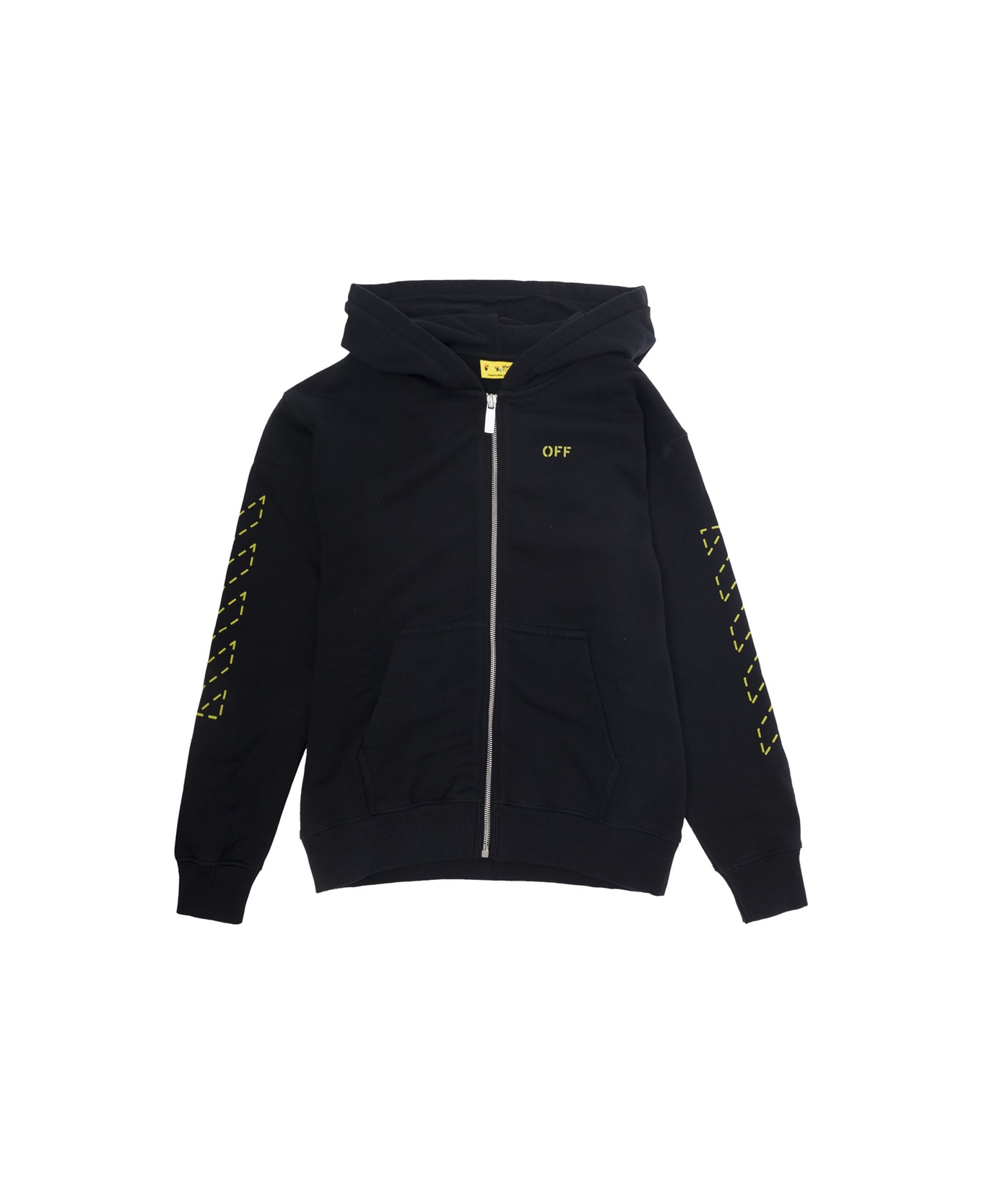 Off-White Black Hoodie With Arrow Detail In Cotton Boy - Black