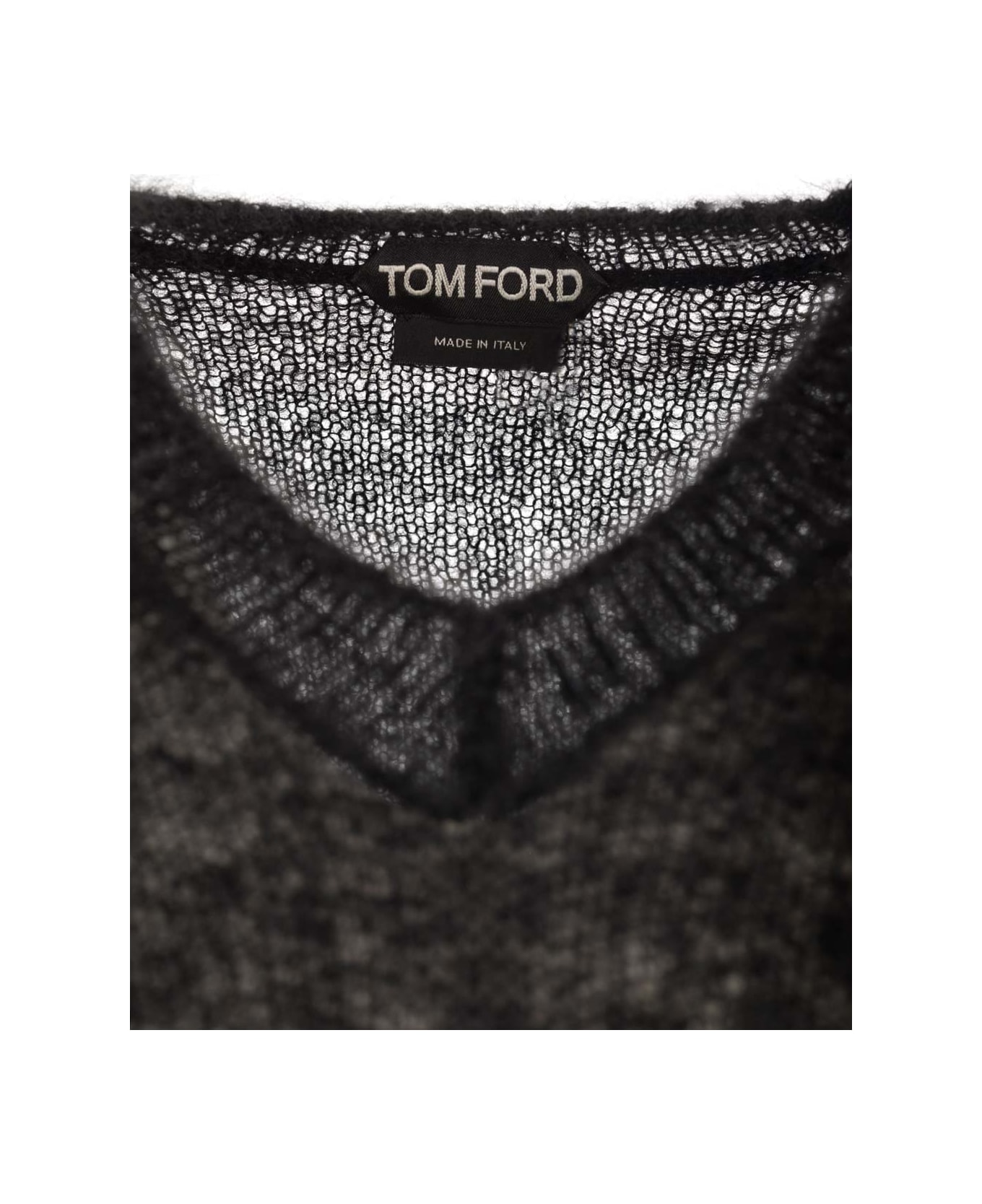 Tom Ford V-neck Sweater In Mohair Blend - Black