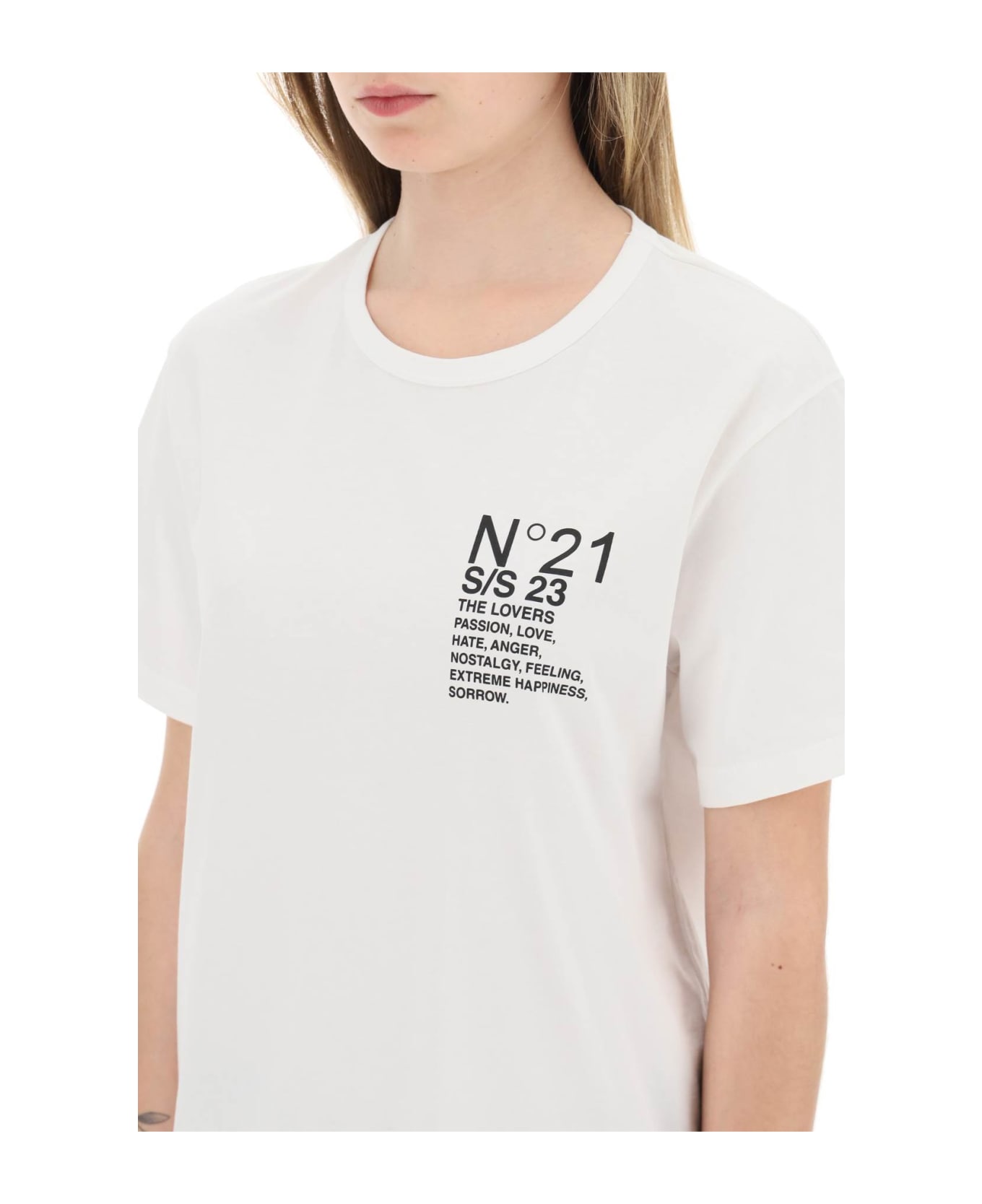 N.21 Oversized T-shirt With Logo Print - Bianco