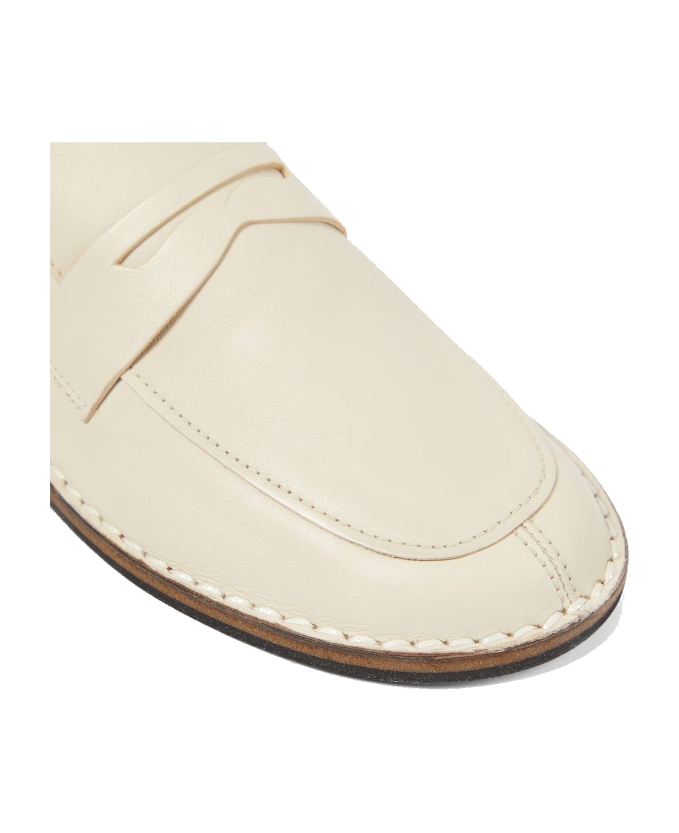 The Row Cary Leather Loafers - White