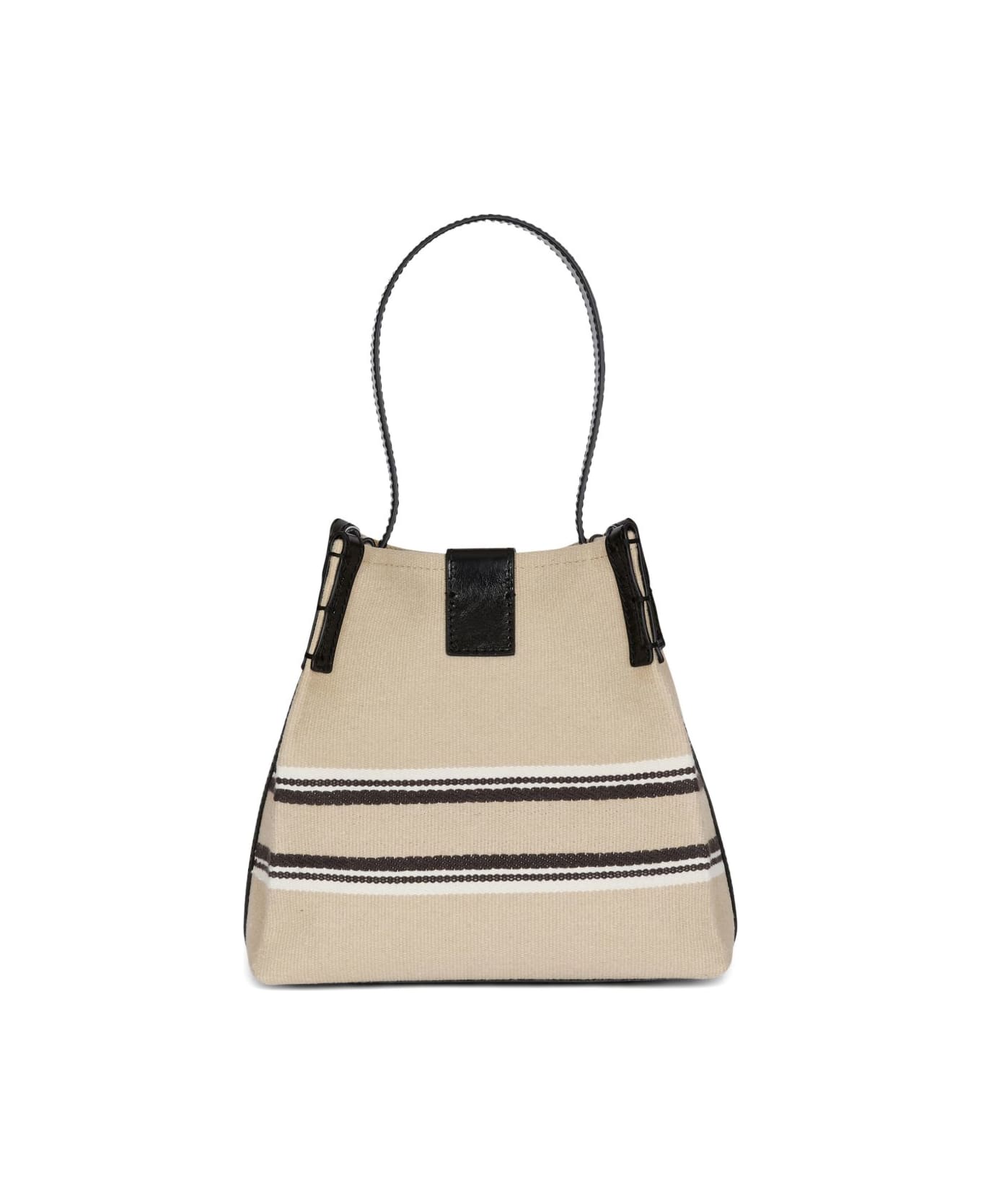Balmain Release Canvas And Leather Bucket Bag - Beige