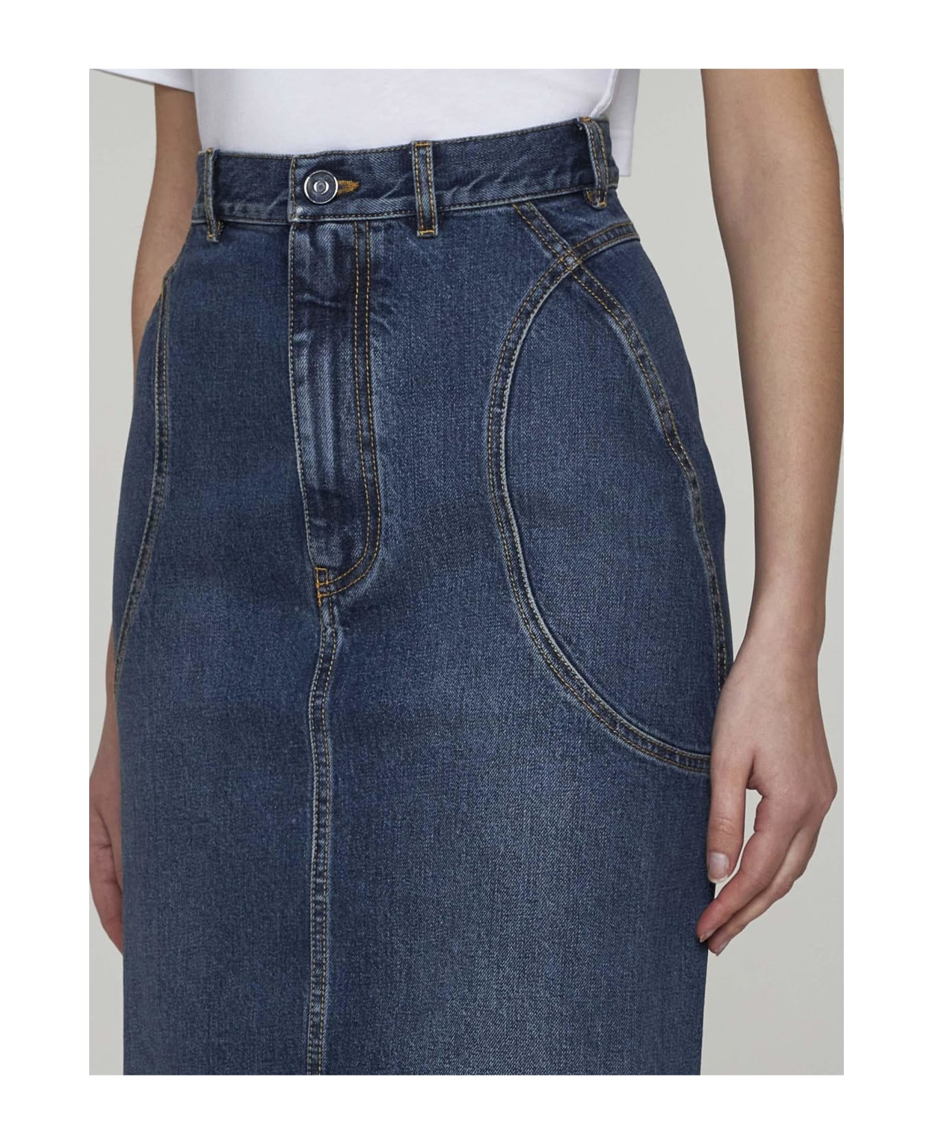 Alaia Denim Pencil Skirt - Bleu vintage