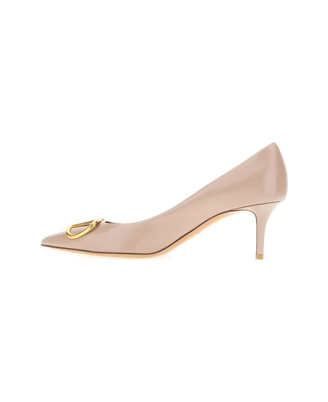 Valentino Garavani Vlogo Plaque Pointed Toe Pumps - POUDRE