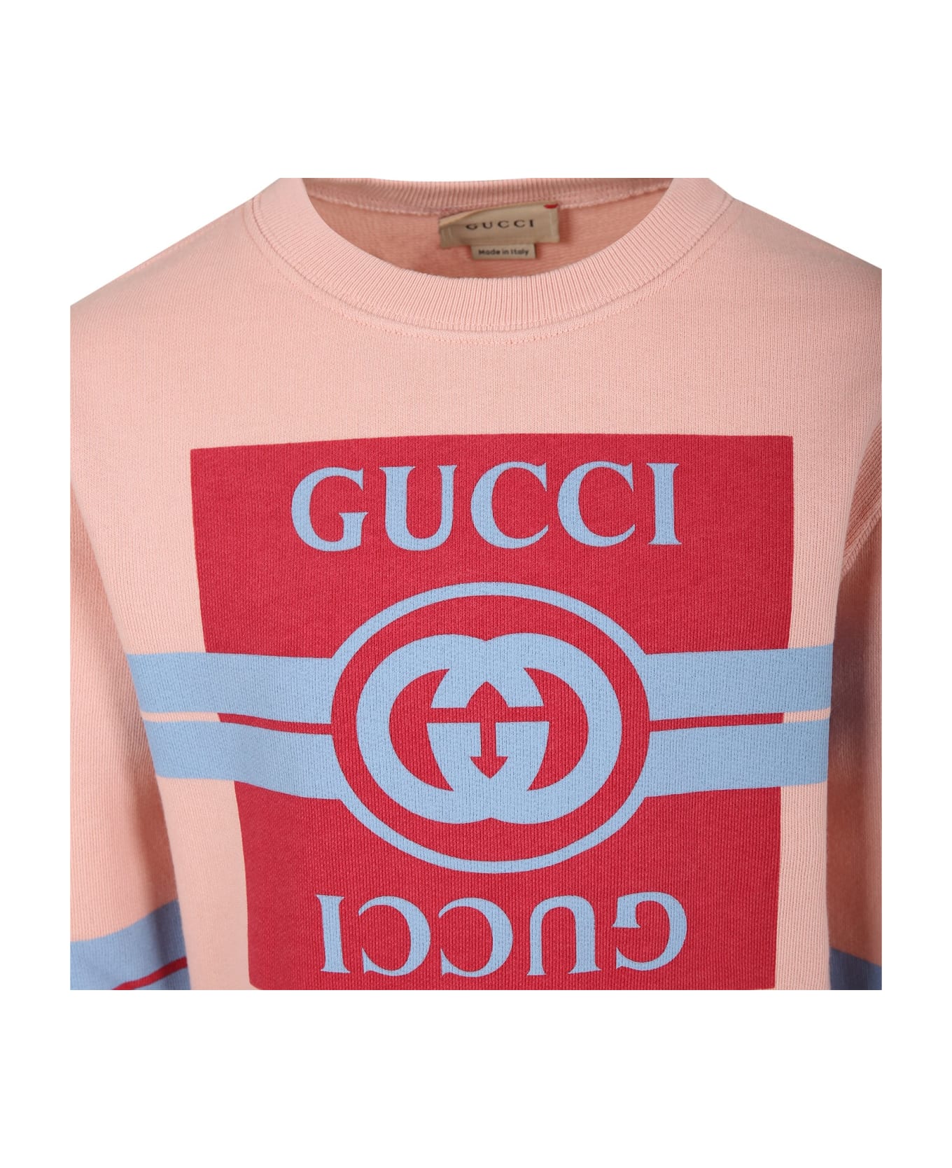 Gucci Rose Sweatshirt For Girl With Logo - PINK ニットウェア＆スウェットシャツ