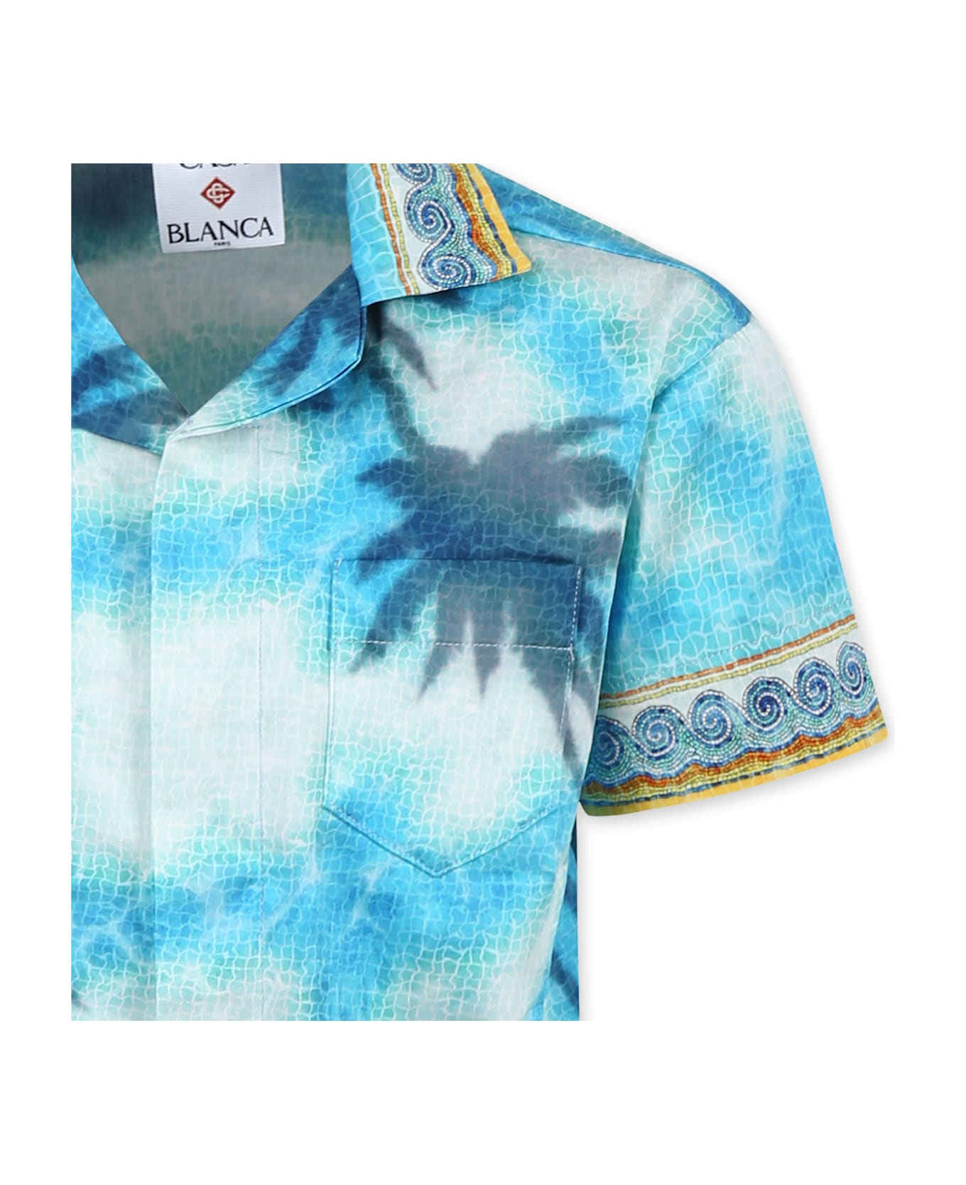 Casablanca Light Blue Shirt For Boy With Palm Tree Print - Light Blue