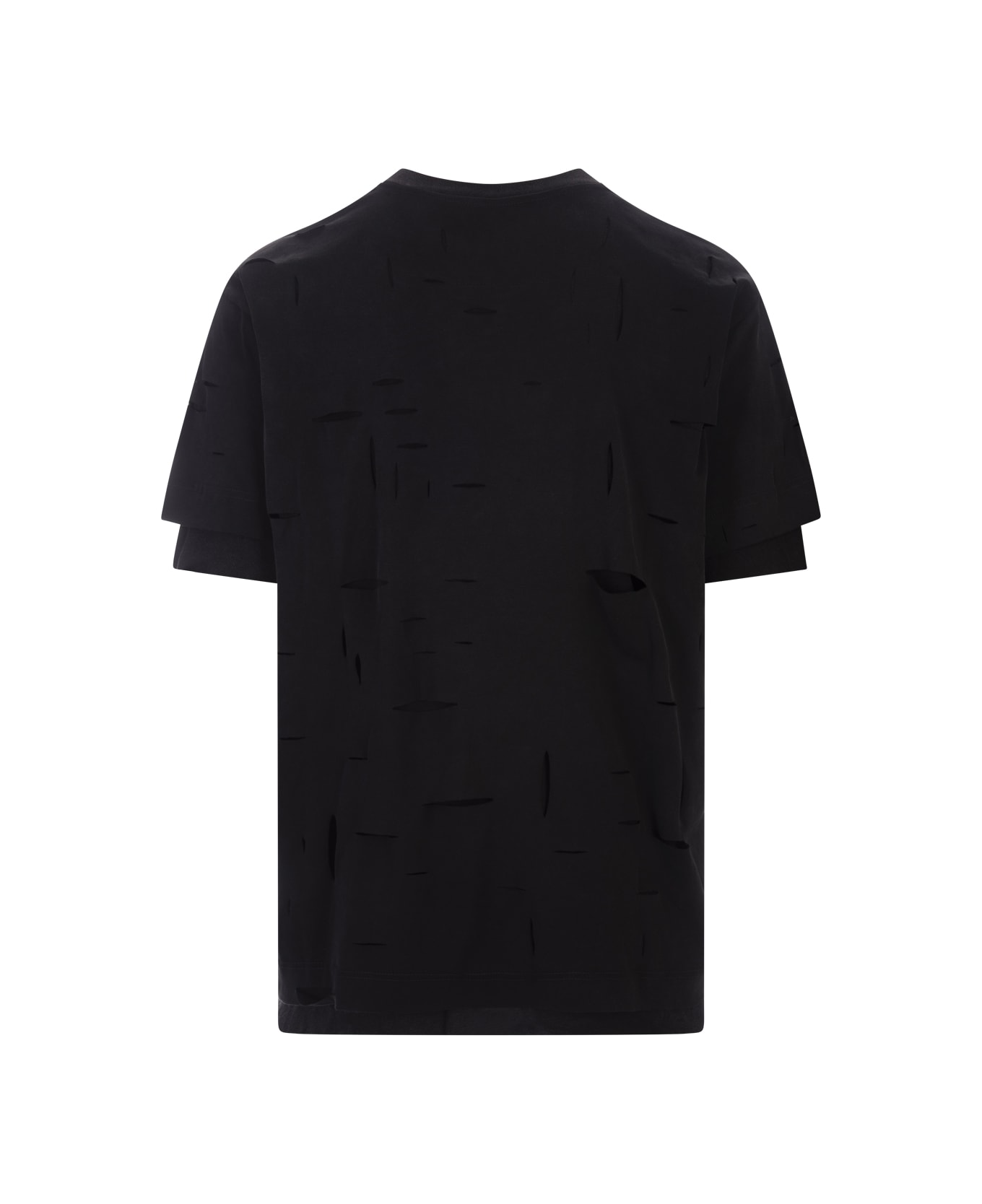 Givenchy Black Destroyed T-shirt With Logo - Black シャツ