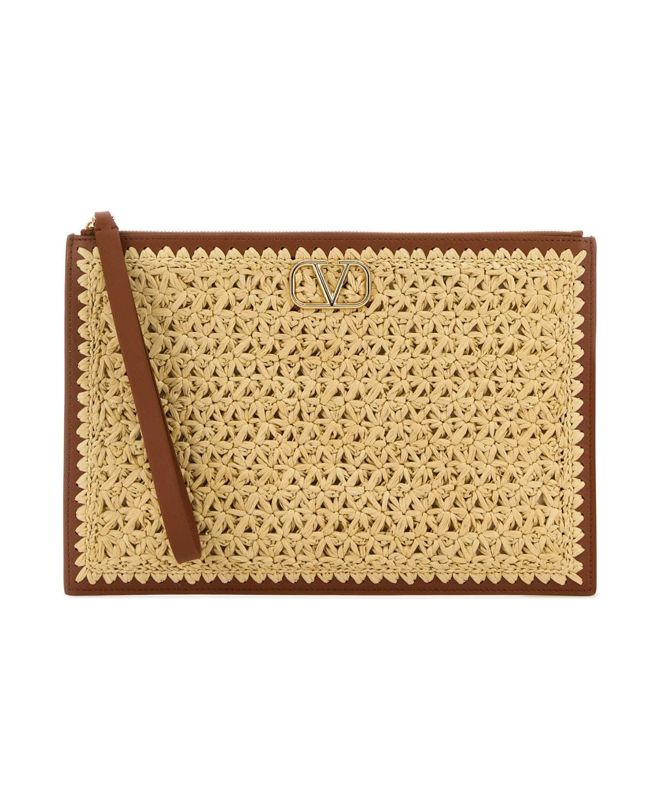 Valentino Garavani Raffia Clutch - NATURALESELLERIA