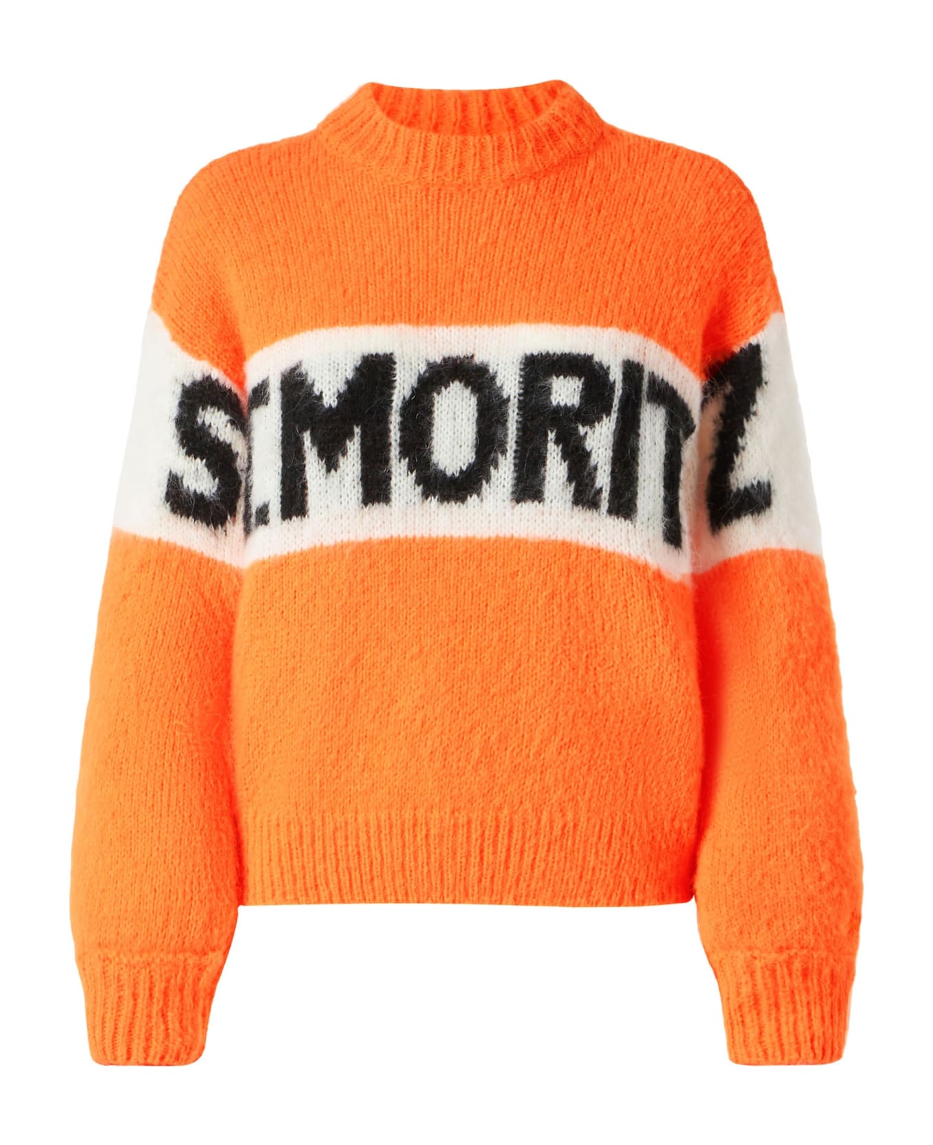MC2 Saint Barth Woman Fluo Orange Brushed Crewneck Sweater - ORANGE