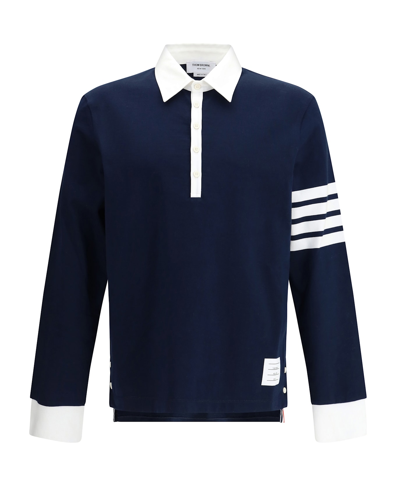 Thom Browne Cotton Polo Shirt With White Collar And Cuffs