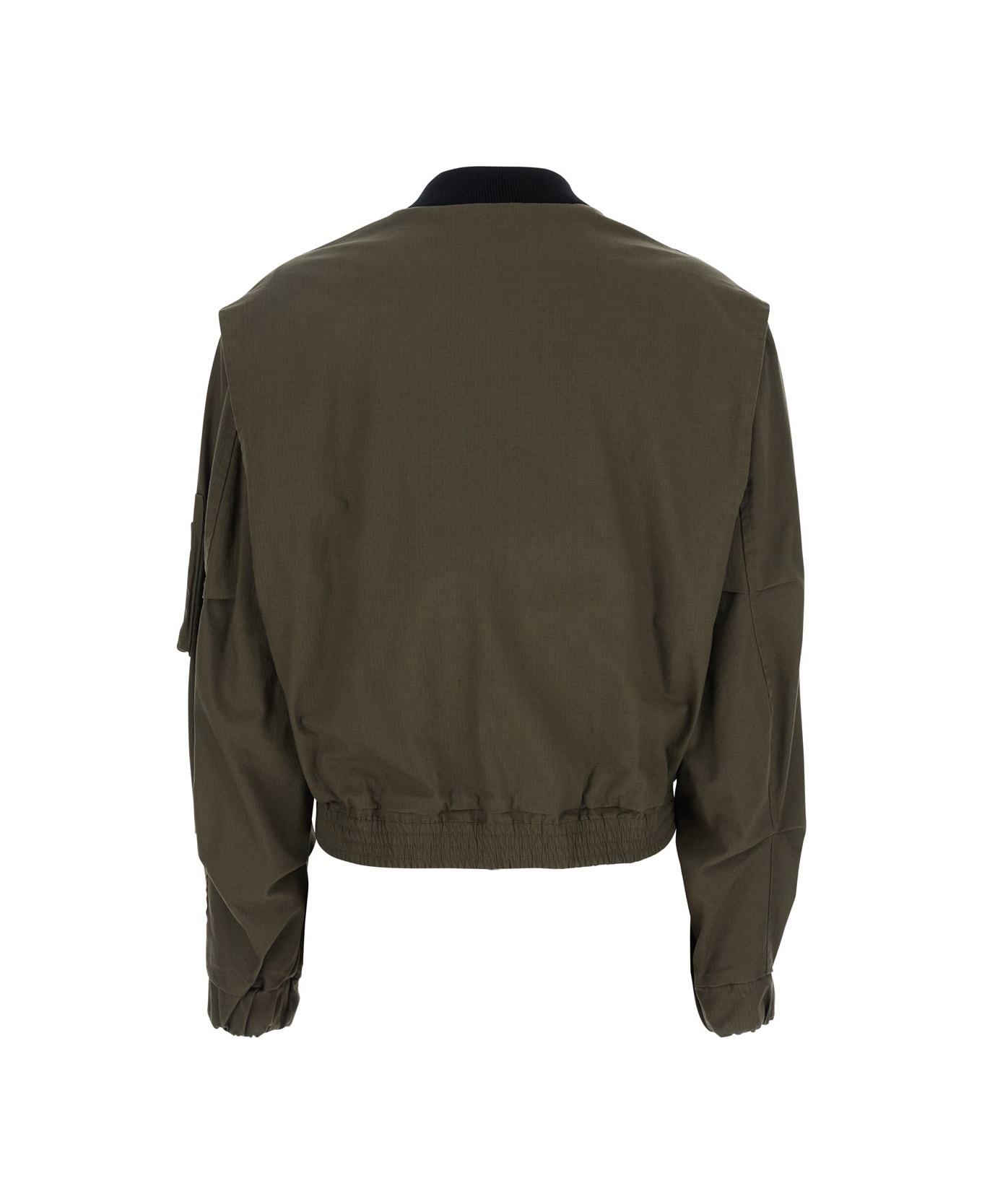 Mauro Grifoni Green Cropped Jacket With Maxi Pockets On Front And Sleeve In Cotton Woman - Green
