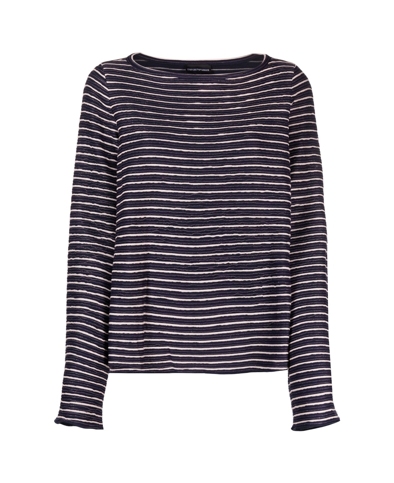 Emporio Armani Striped Long Sleeve Sweater - Fantasy Blue ニットウェア