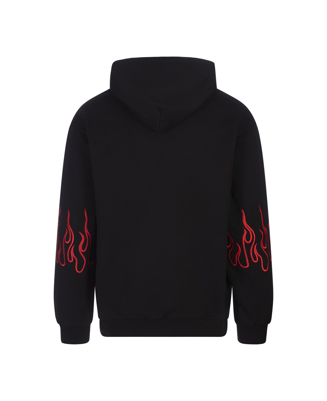 Vision of Super Black Hoodie With Red Embroidered Flames - Black フリース