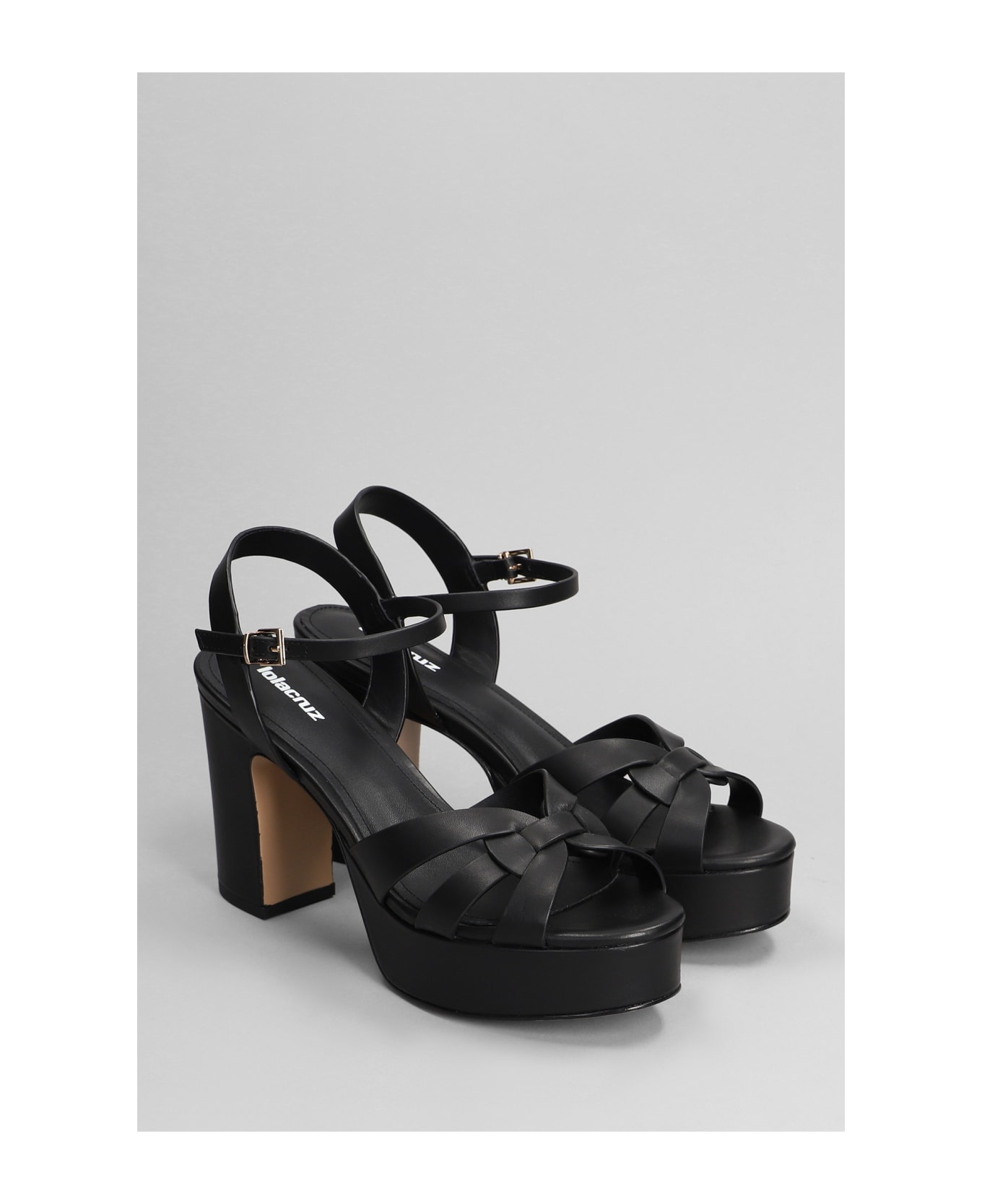 Lola Cruz Aria Platform 95 Sandals In Black Leather - black