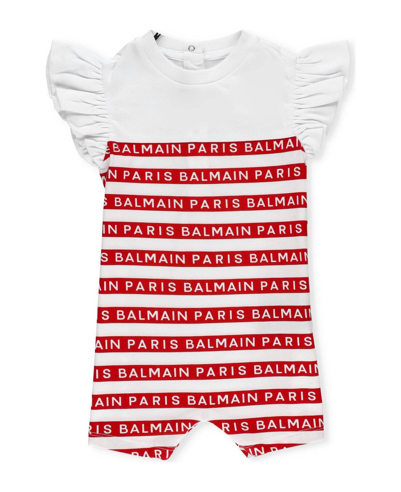 Balmain Jumpsuit With Logo - White ボディスーツ＆セットアップ