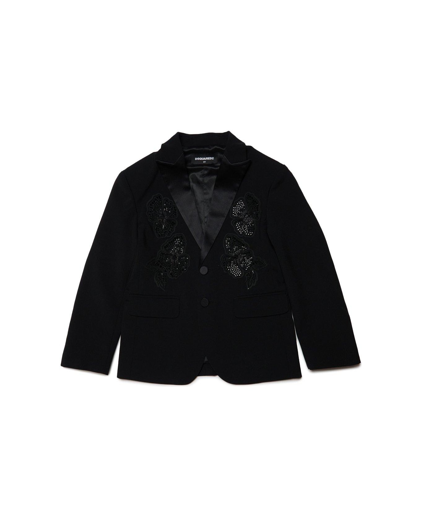 Dsquared2 Floral-embroidered Embellished Blazer - black コート＆ジャケット