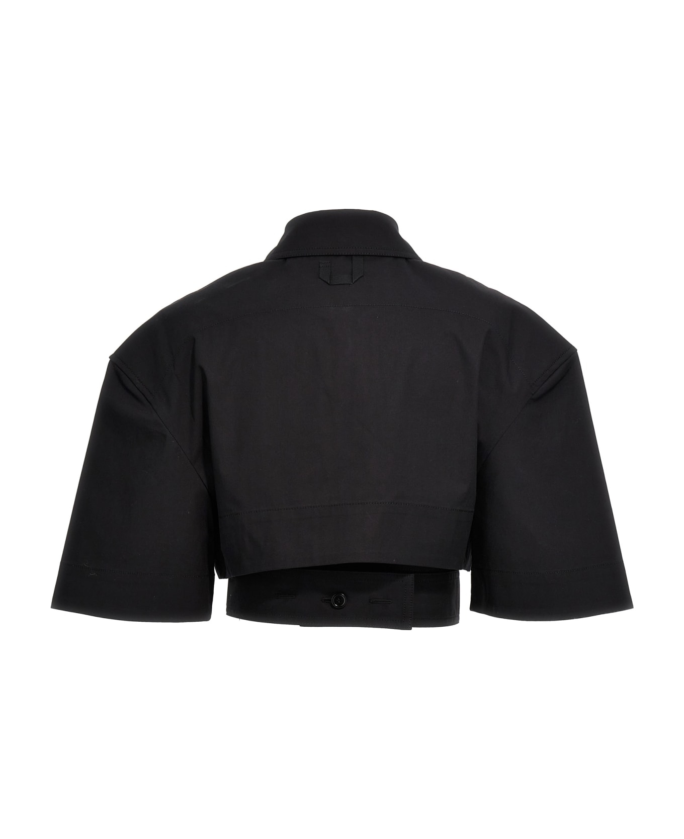 Jacquemus 'la Chemise Courte Bari' Cropped Shirt - Black  