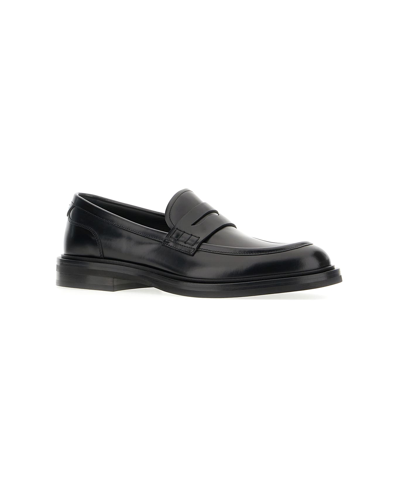 Dolce & Gabbana Black Leather Loafers - BLACK ローファー＆デッキシューズ