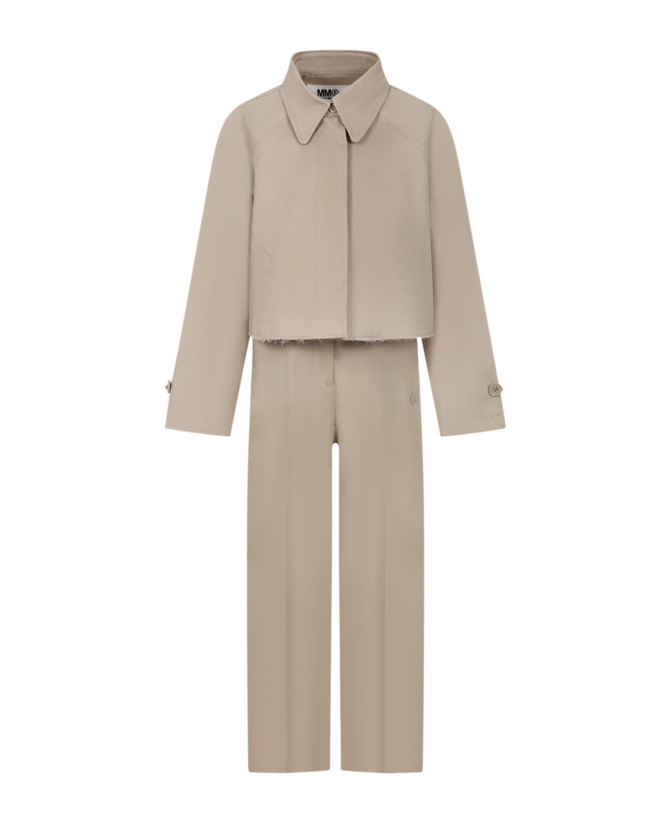 MM6 Maison Margiela Beige Trousers For Girl With Logo - Beige