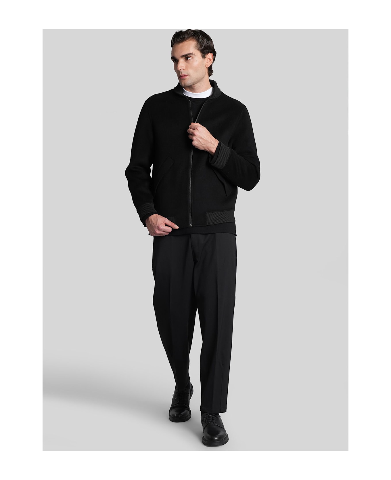 Mauro Grifoni Bomber Jacket In Black Wool - black