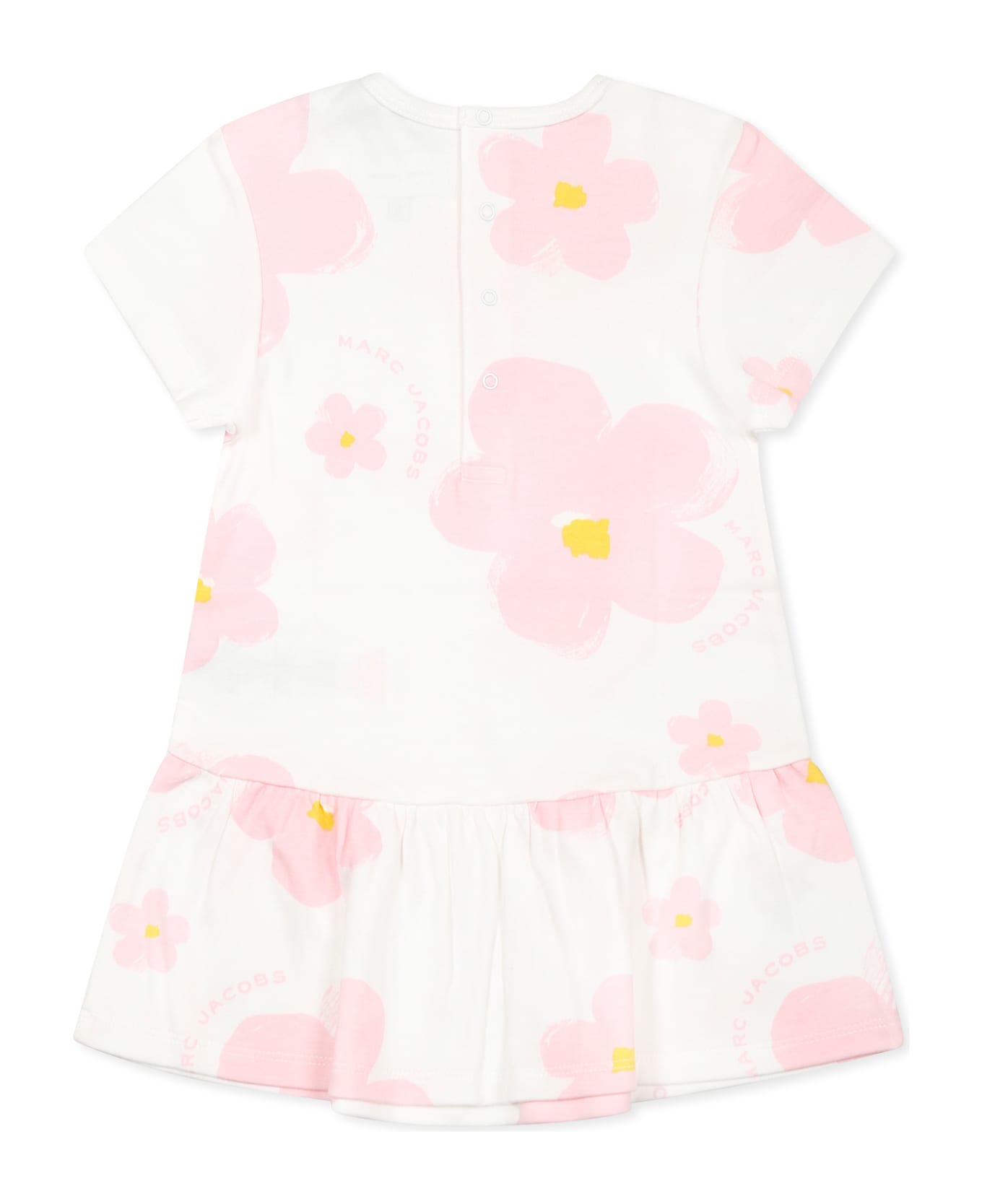 Little Marc Jacobs White Dress For Baby Girl With Flowers - White