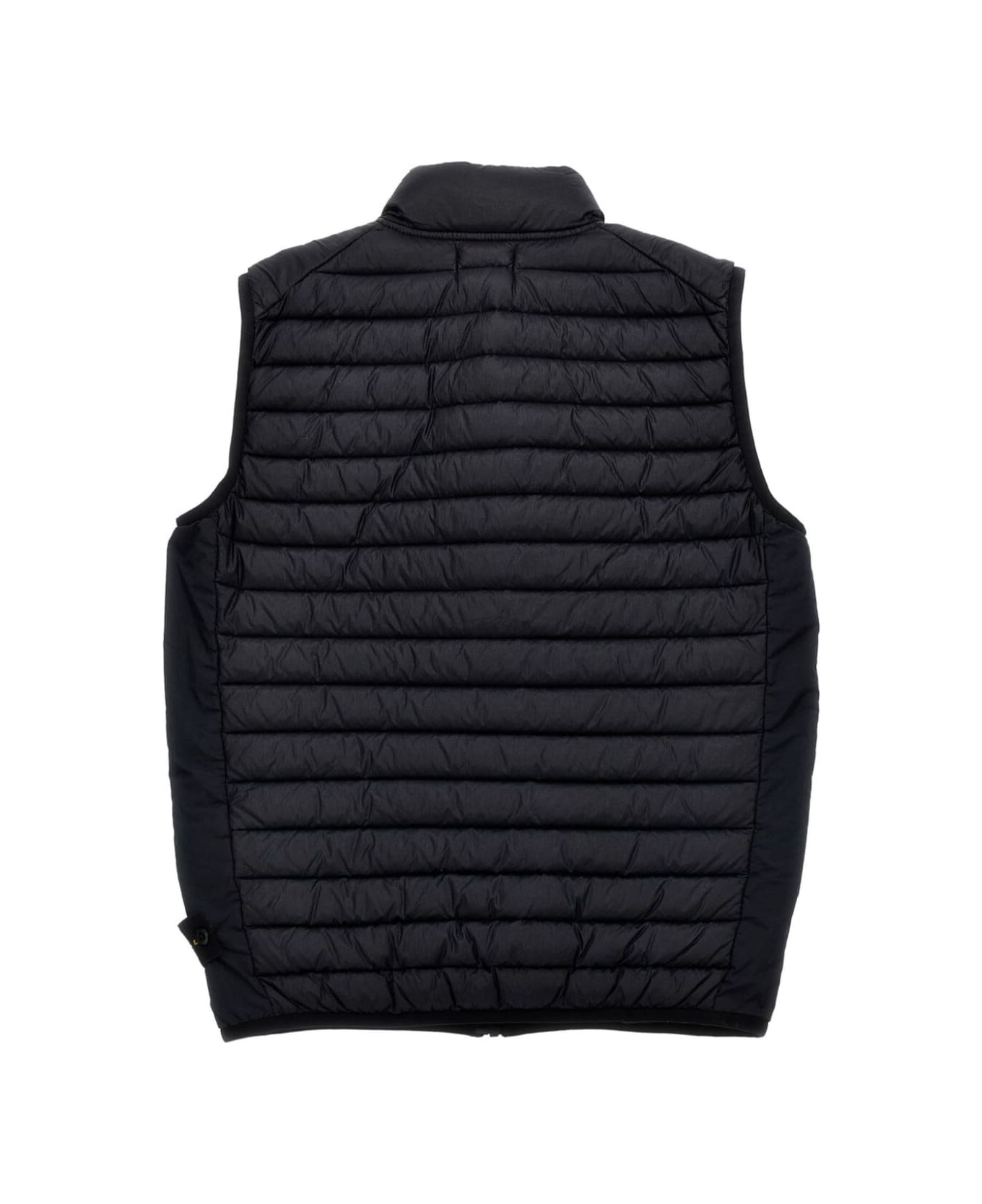 Stone Island Junior Blue Sleeveless Down Jacket With High Neck And Logo Patch On The Front In Tech Fabric Boy - Blu