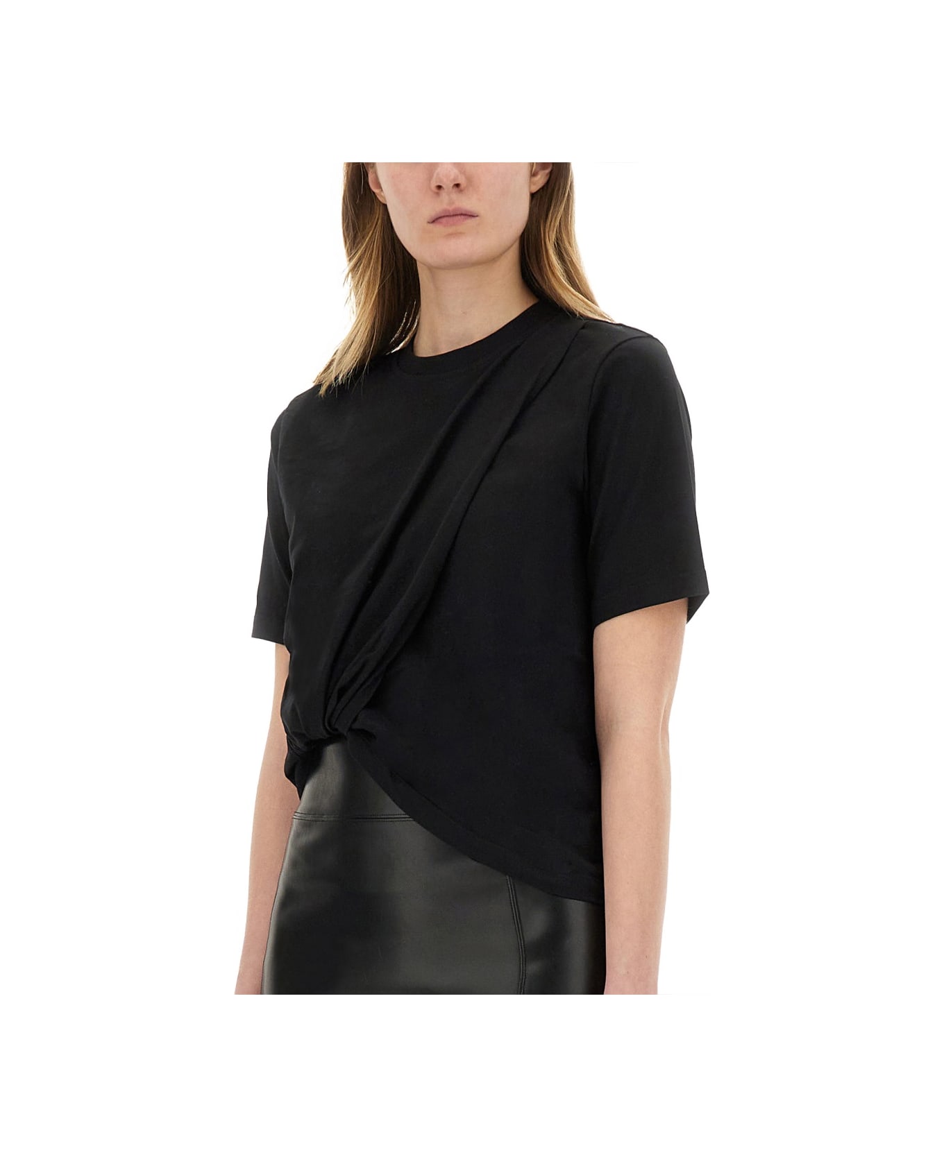 MSGM Asymmetrical T-shirt - BLACK