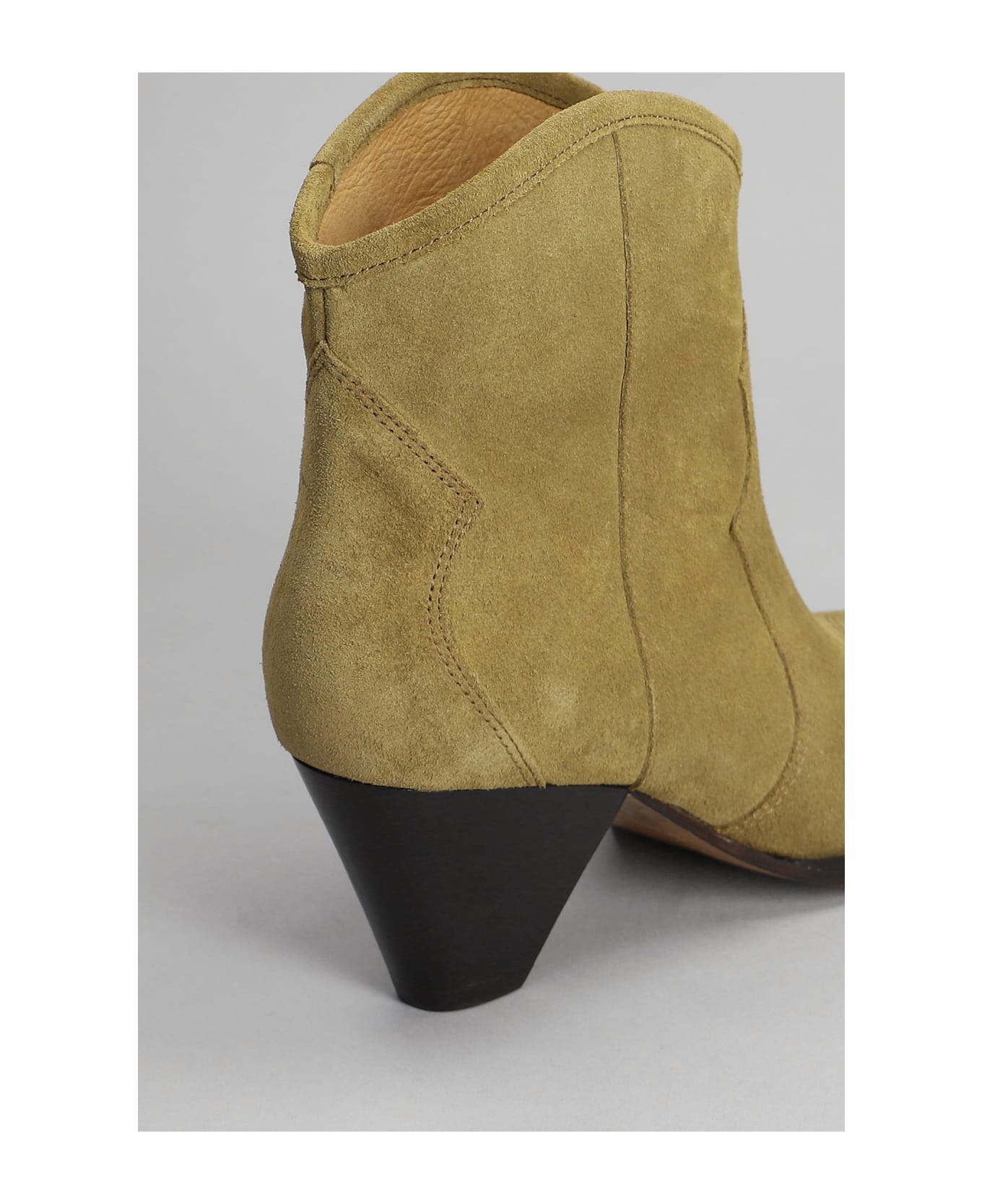 Isabel Marant Darizio Low Heels Ankle Boots In Taupe Suede - Dove Grey