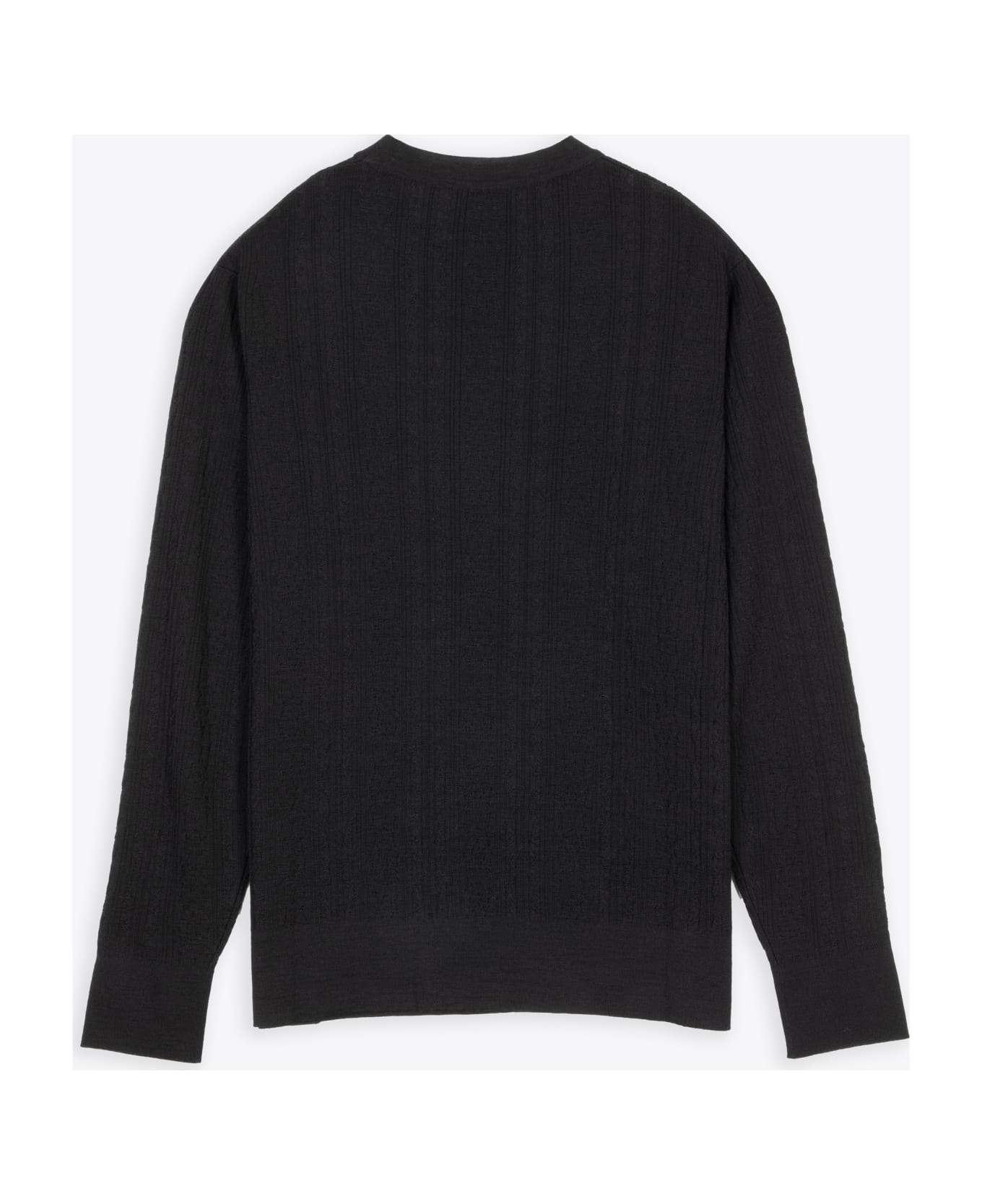 Piacenza Cashmere Girocollo Black intarsia wool sweater - Nero