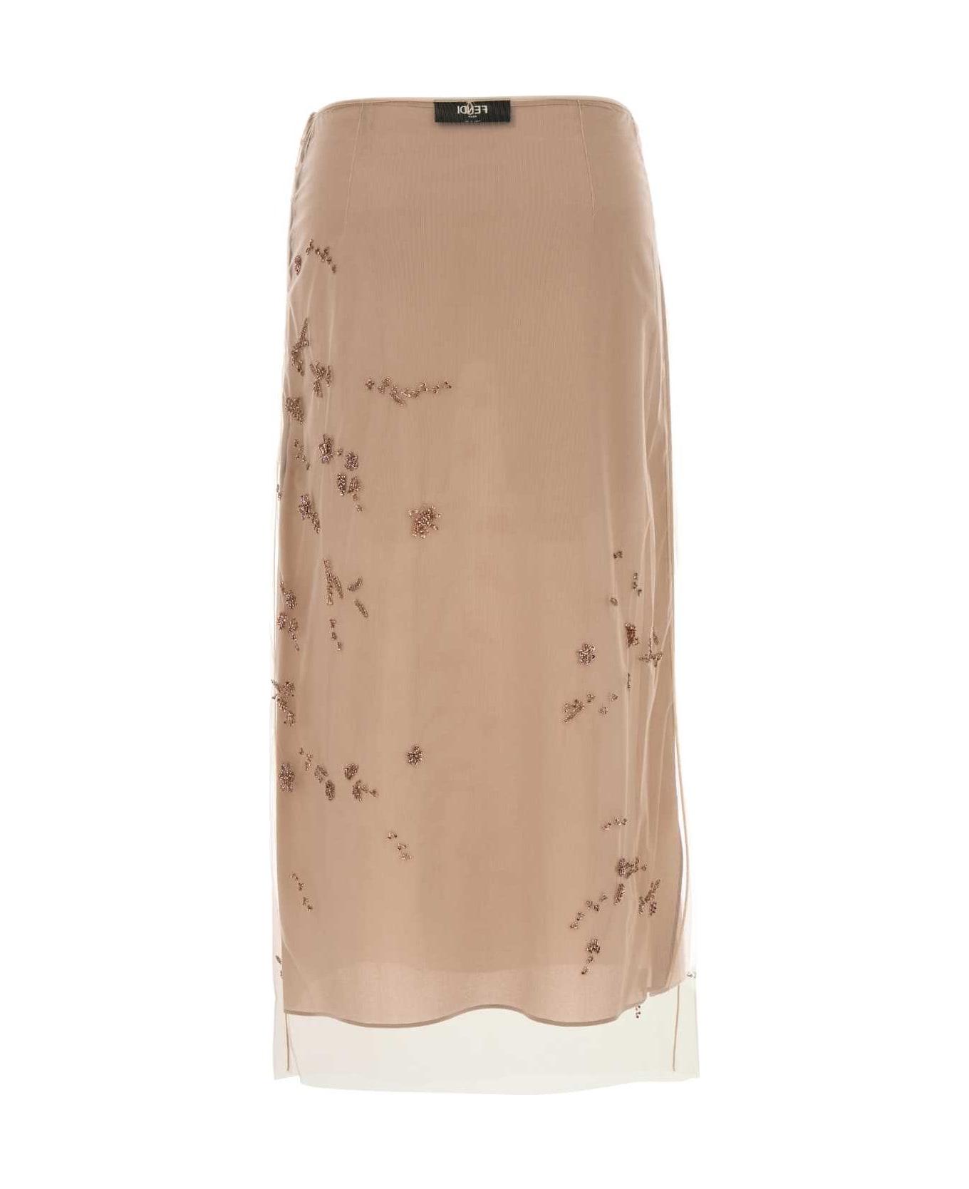Fendi Antiqued Pink Tulle Skirt - PINK