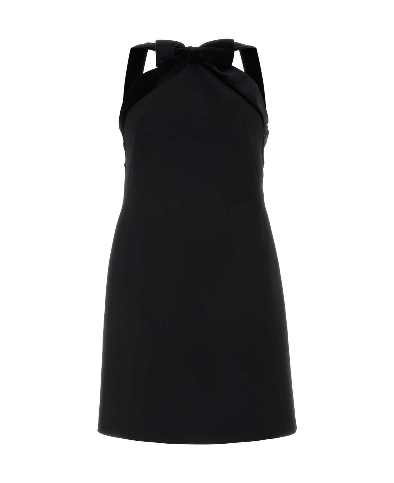 Miu Miu Black Grain De Poudre Mini Dress - NERO